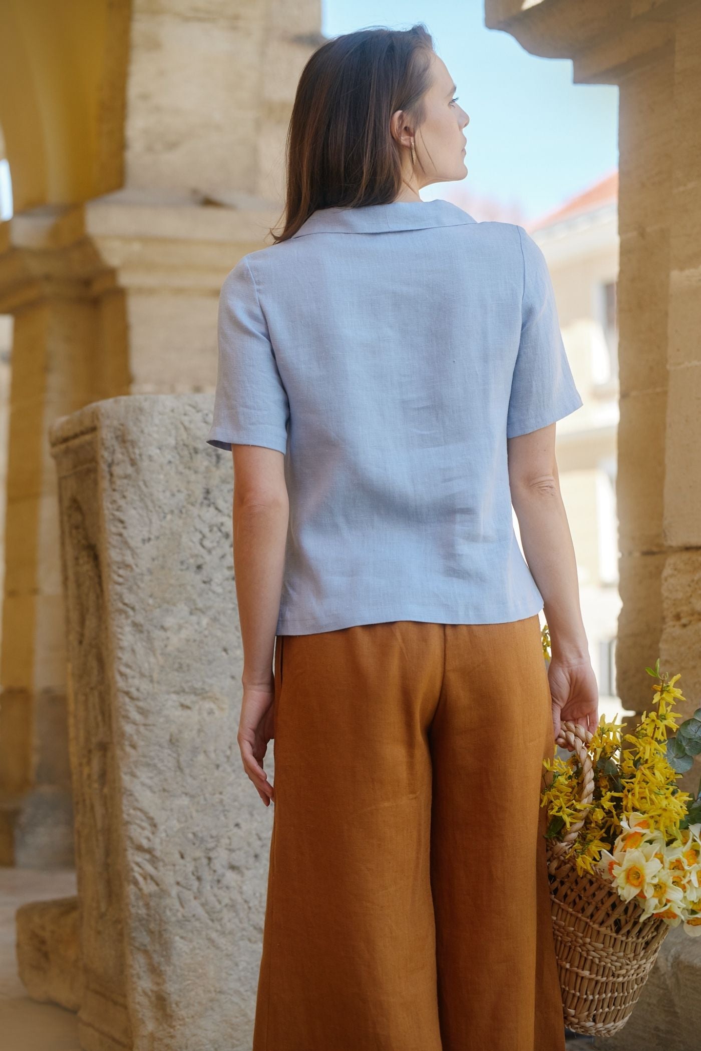 Pantaloni Extra Largi Din In Scala Caramel