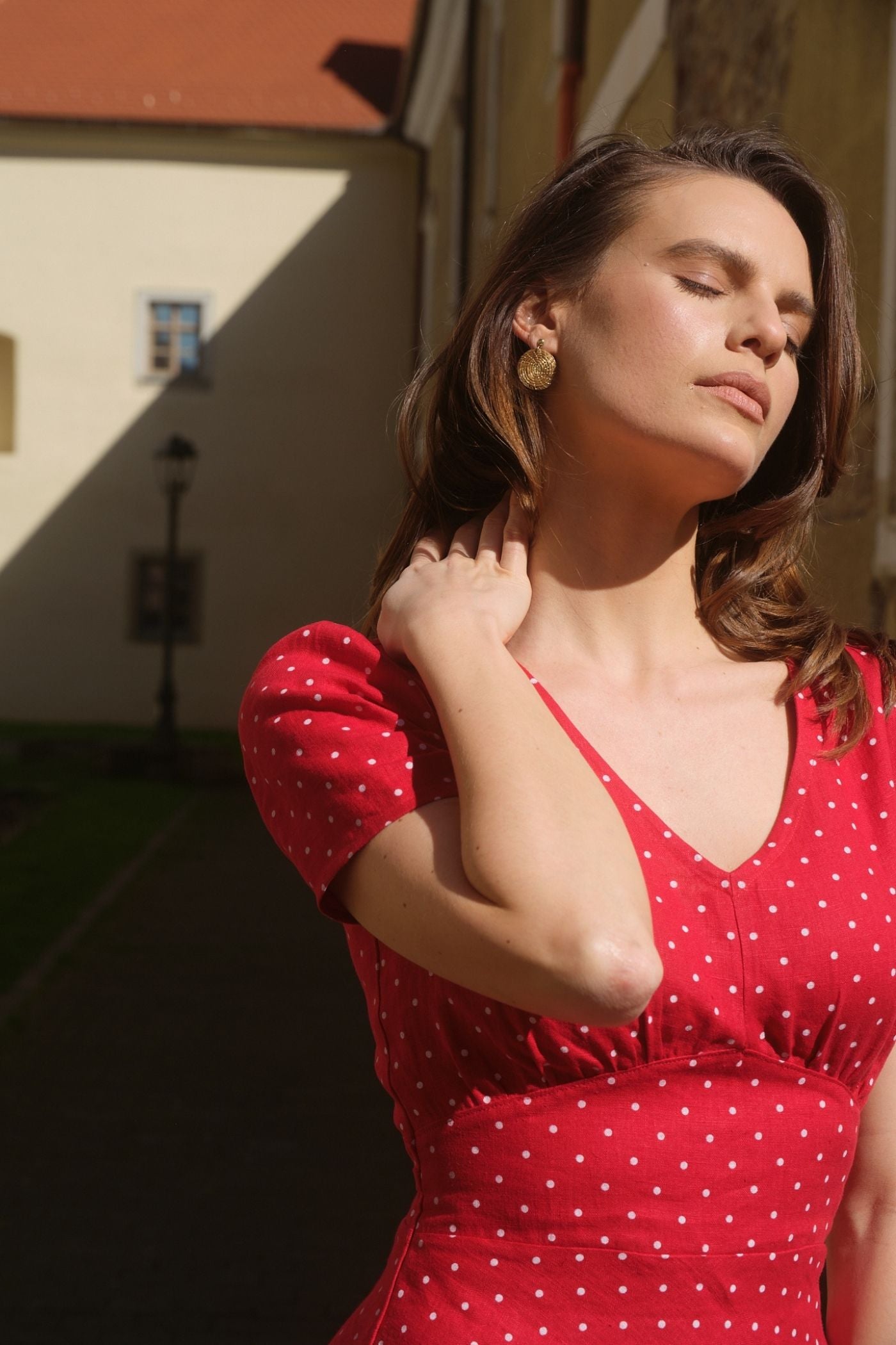 Rochie din In Sophia Roșu cu Buline