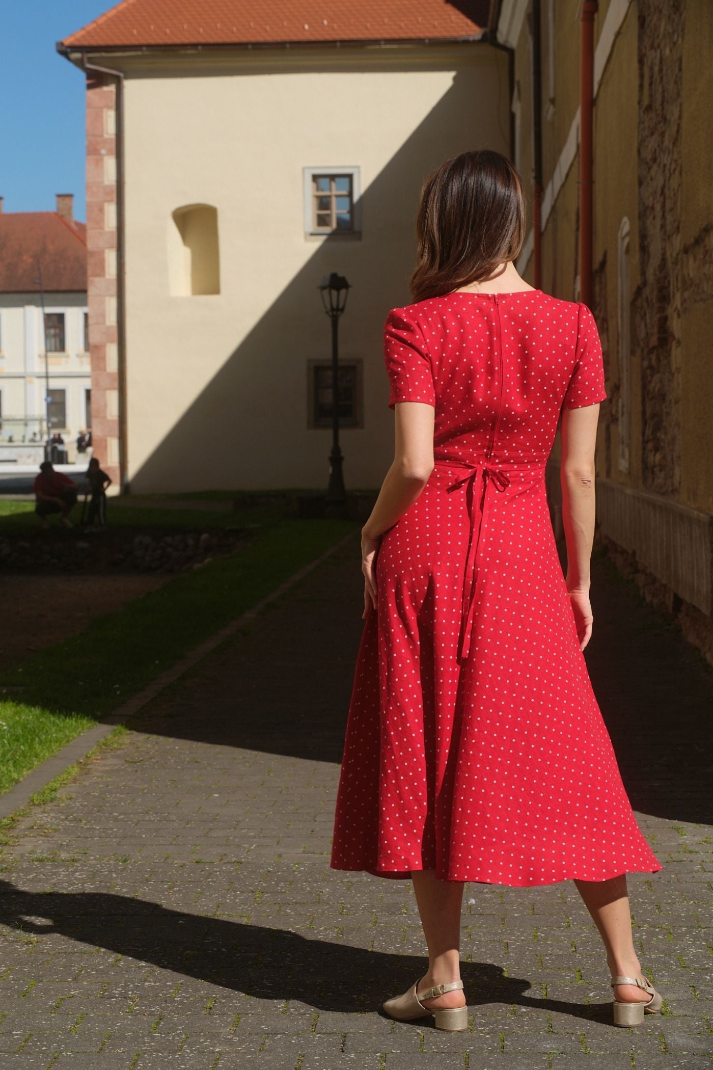 Rochie din In Sophia Roșu cu Buline