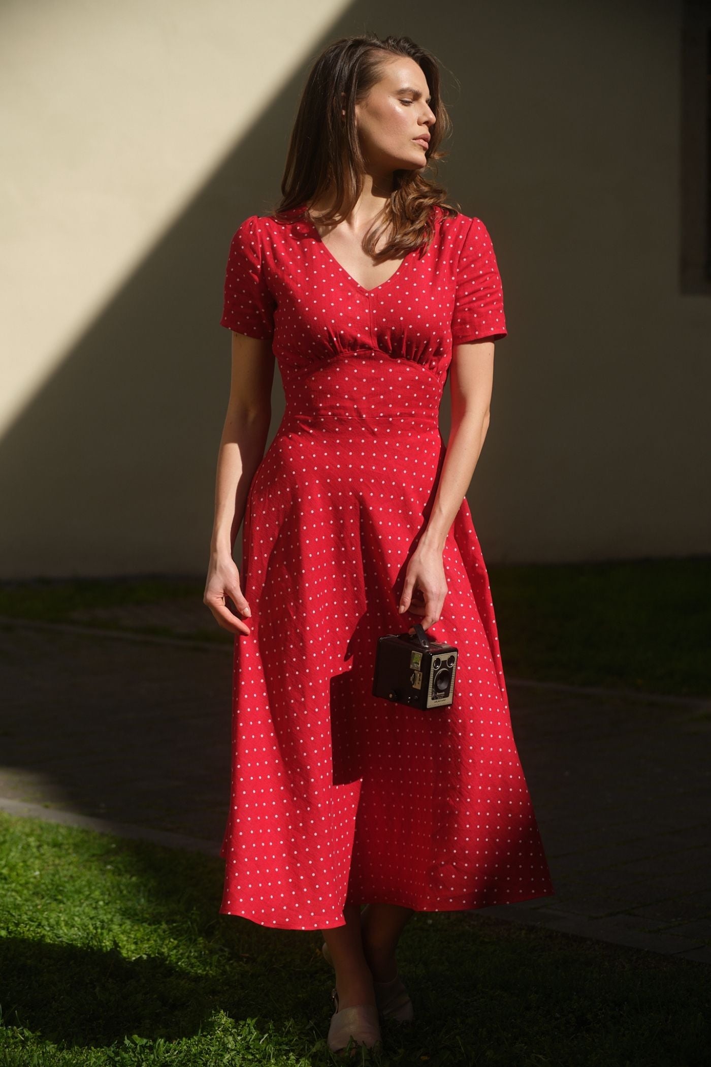 Rochie din In Sophia Roșu cu Buline
