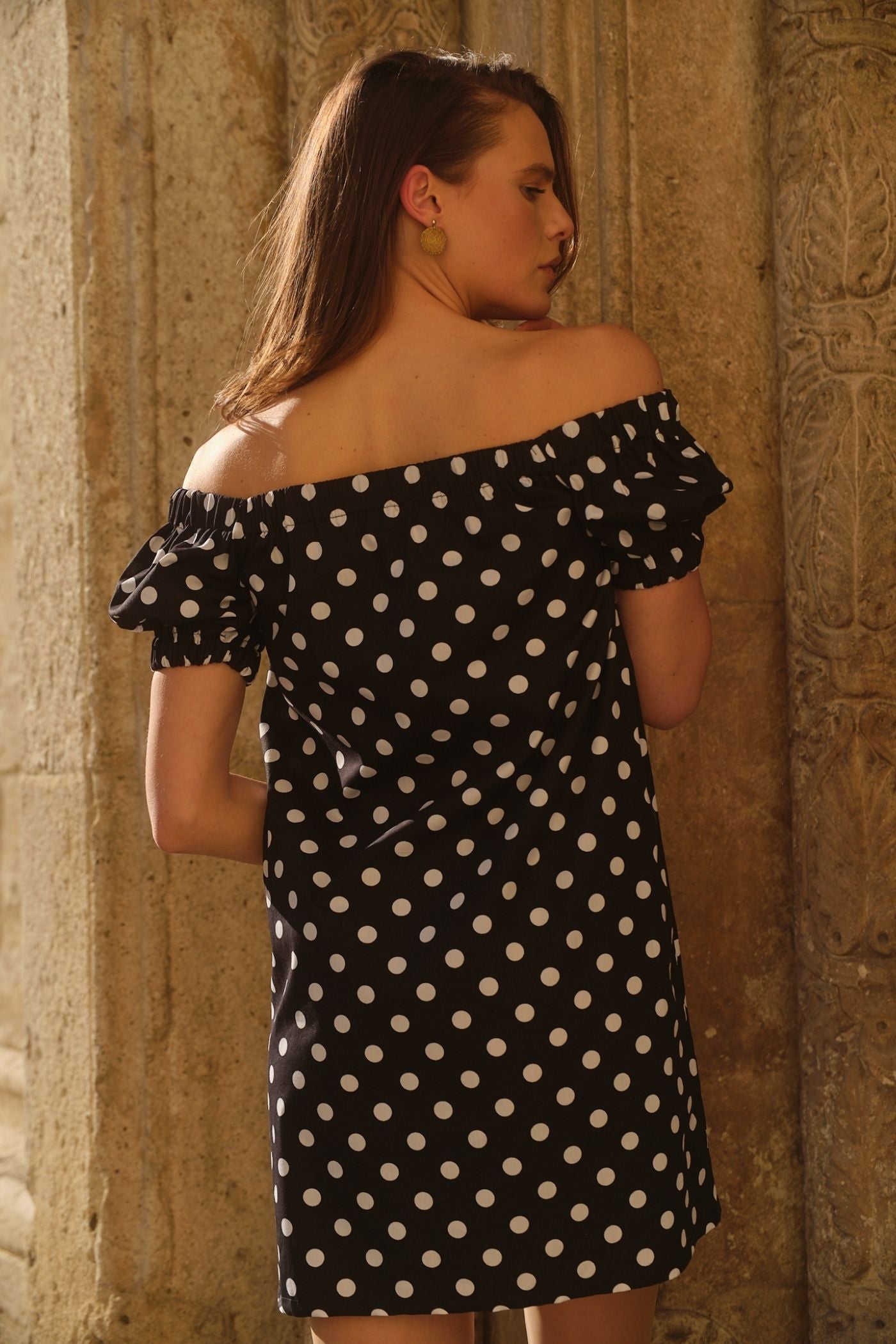 Rochie Scurtă Din Bumbac Organic Cu Mâneci Bufante River