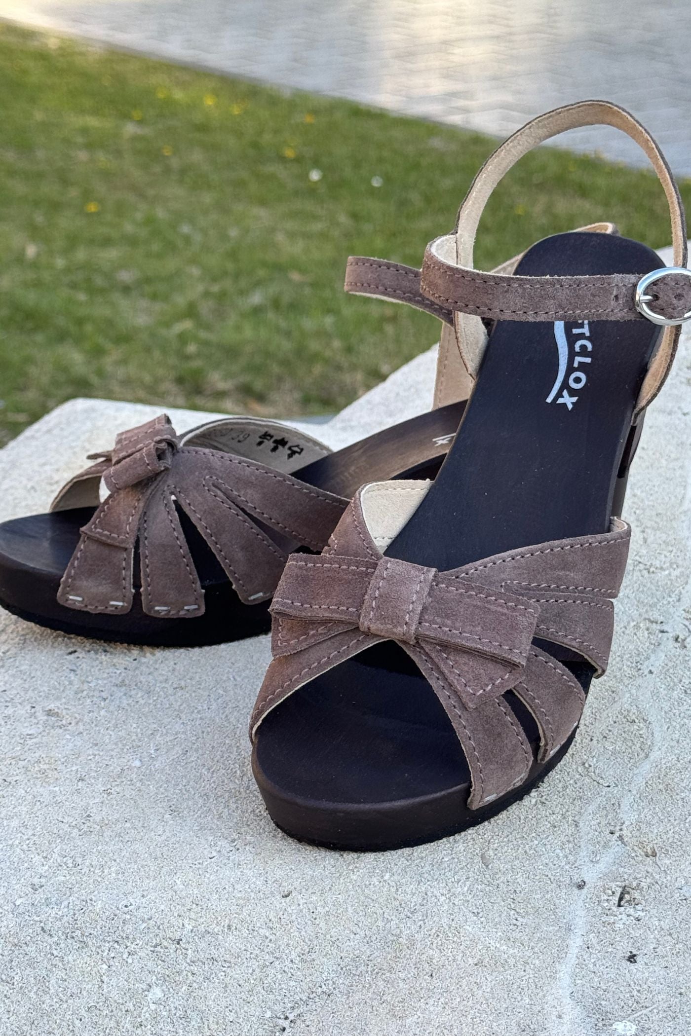Sandale Din Piele Cu Talpă De Lemn SoftClox Rosa