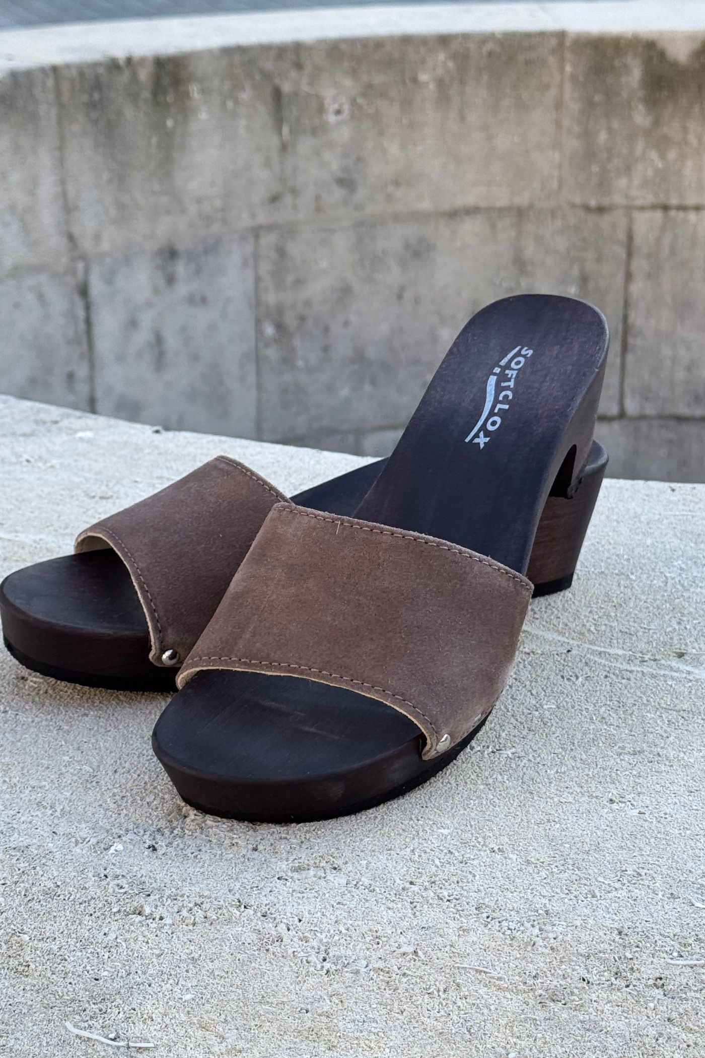 Saboți Din Piele Cu Talpă De Lemn SoftClox Kelly
