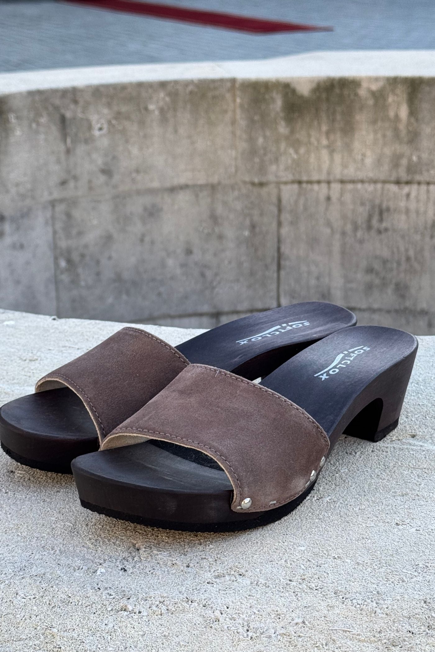 Saboți Din Piele Cu Talpă De Lemn SoftClox Kelly