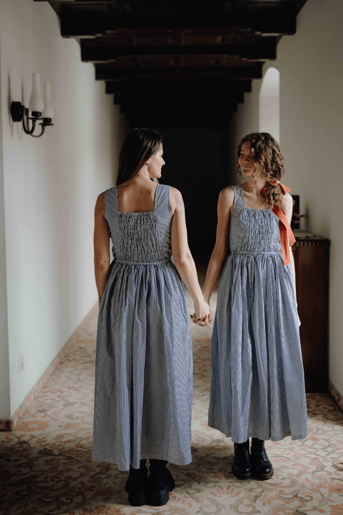 Rochie Din Bumbac Organic Renée Albastru cu Dungi