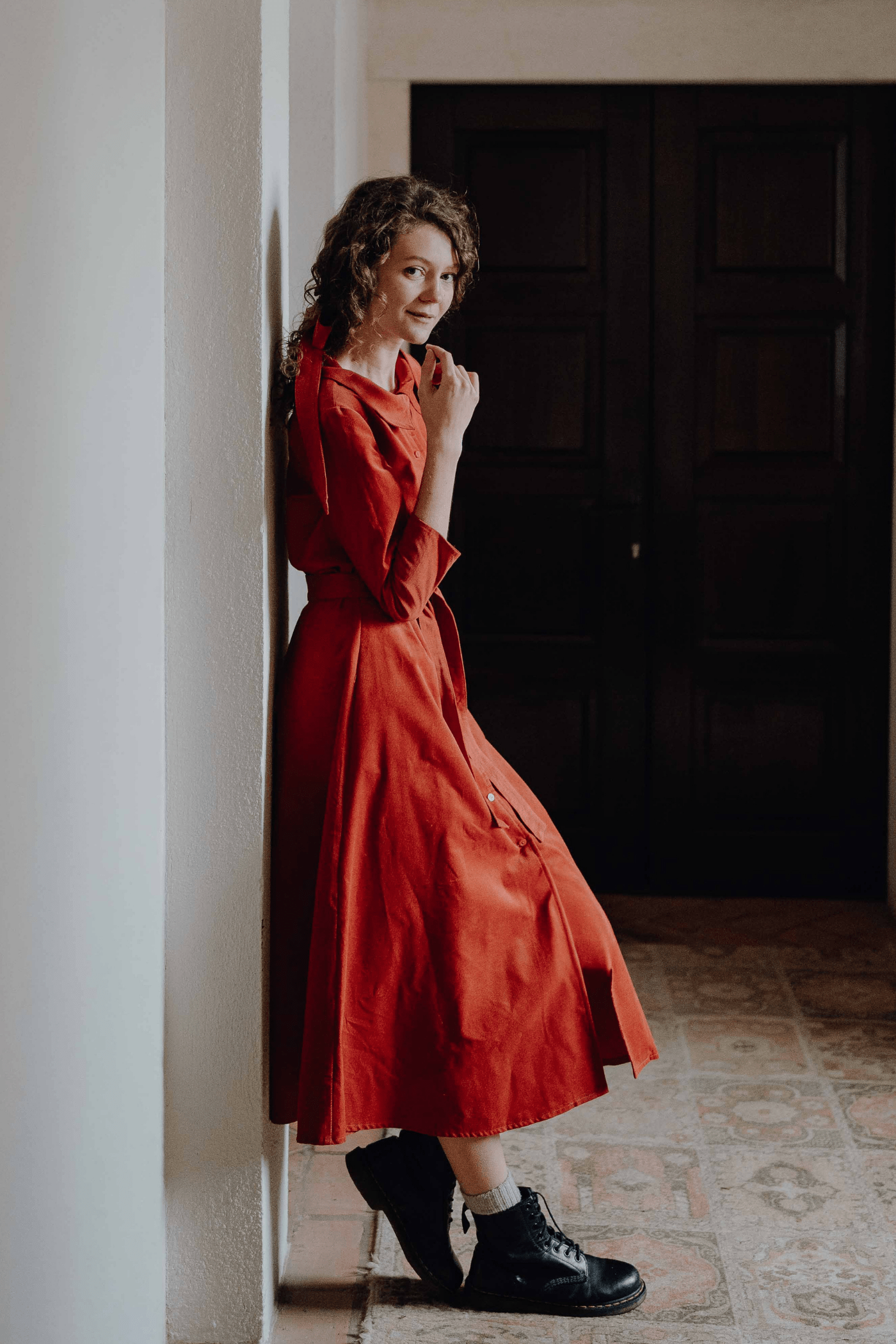 Linen Shirt Dress Marla Black