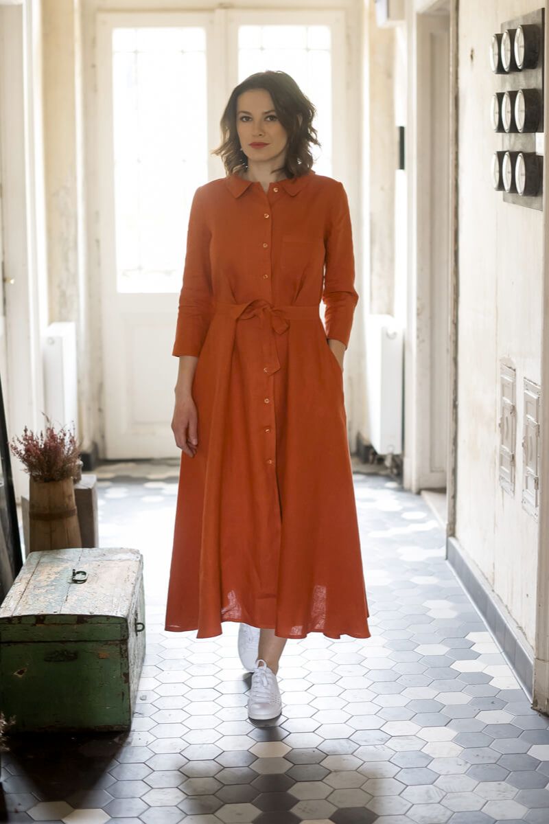 Linen Shirt Dress Marla Oranje