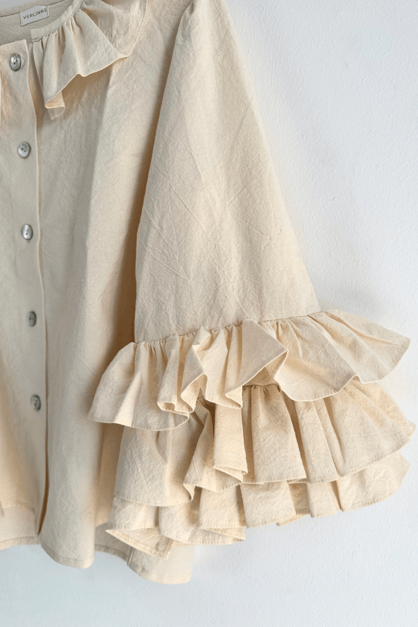 Bluză cu mâneci voluminoase din bumbac premium Cream Butterfly