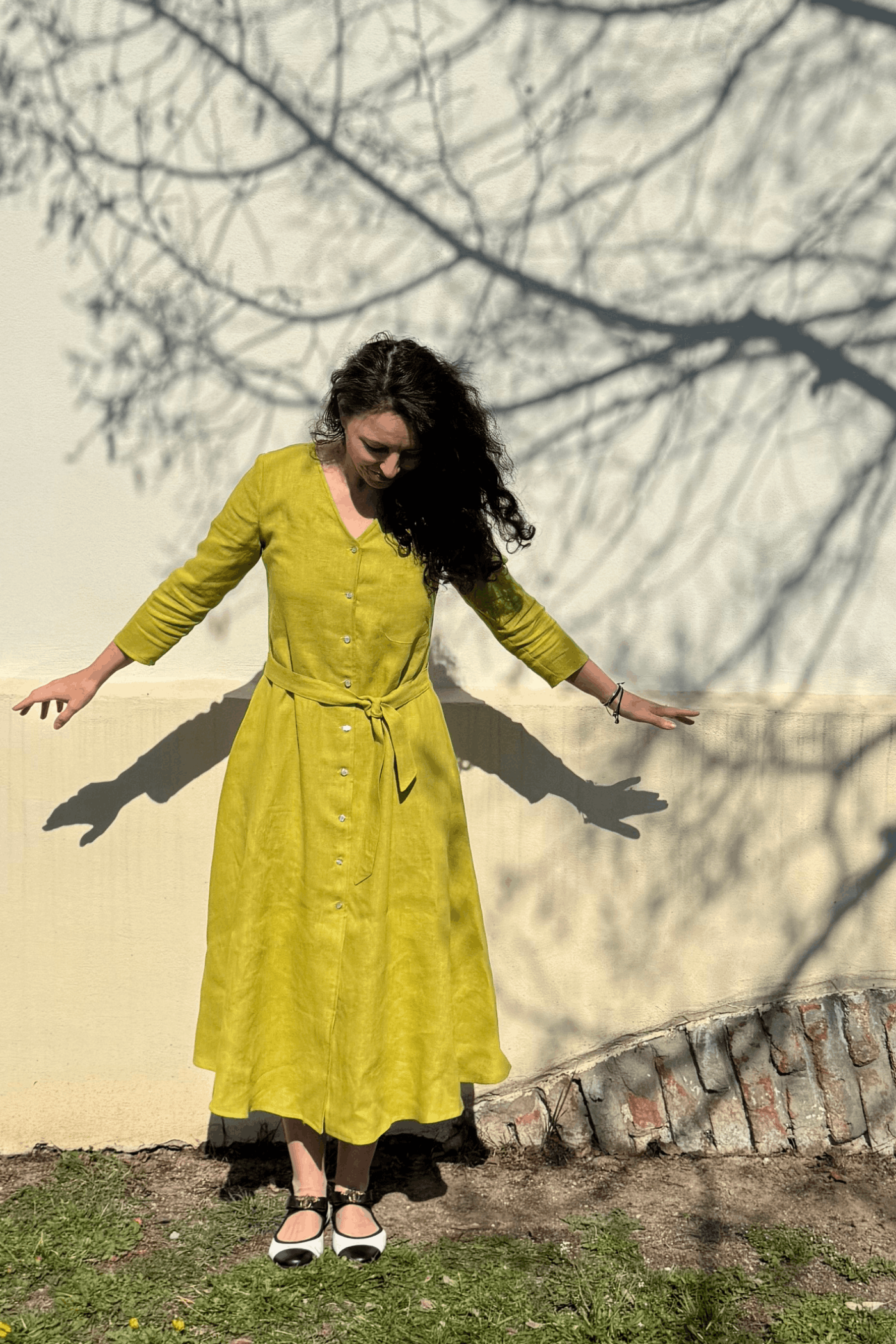 Rochie De In Lungă Cu Nasturi Și Cordon Pesto