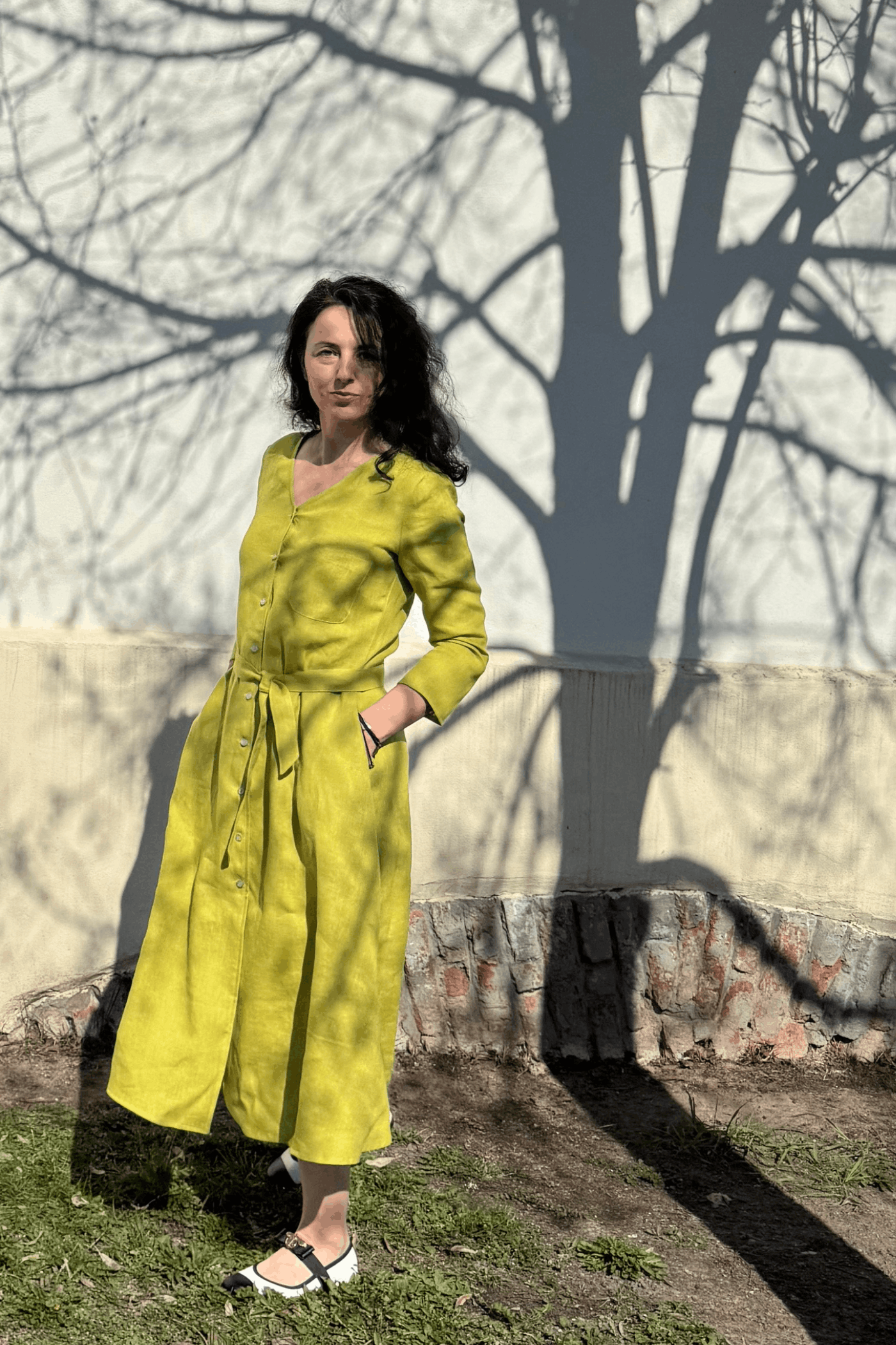 Rochie De In Lungă Cu Nasturi Și Cordon Pesto