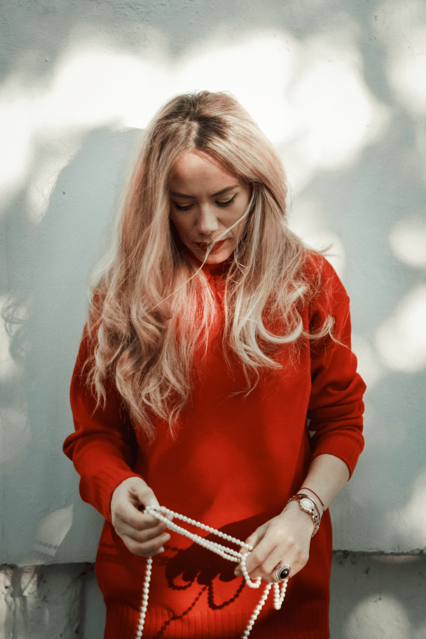 Knitted Wool Sweater Amore Red