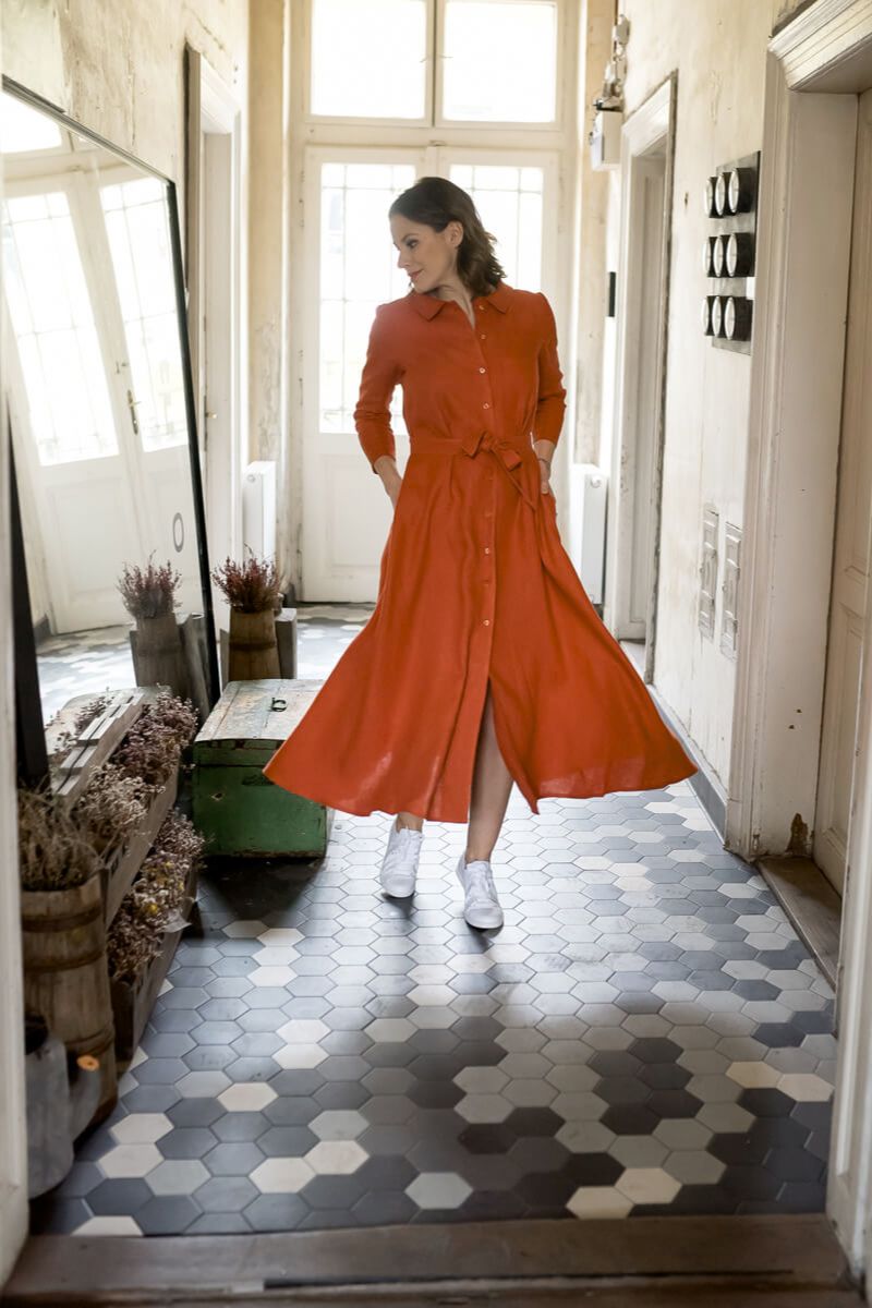 Linen Shirt Dress Marla Oranje