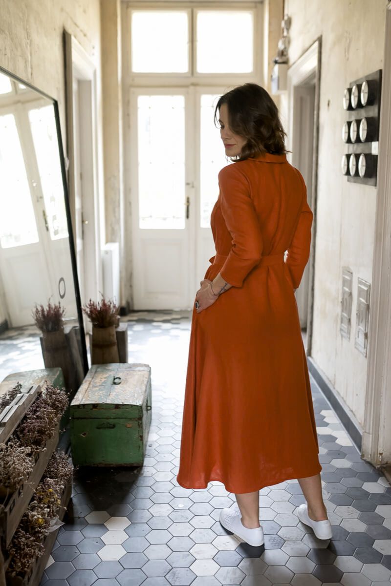 Linen Shirt Dress Marla Oranje