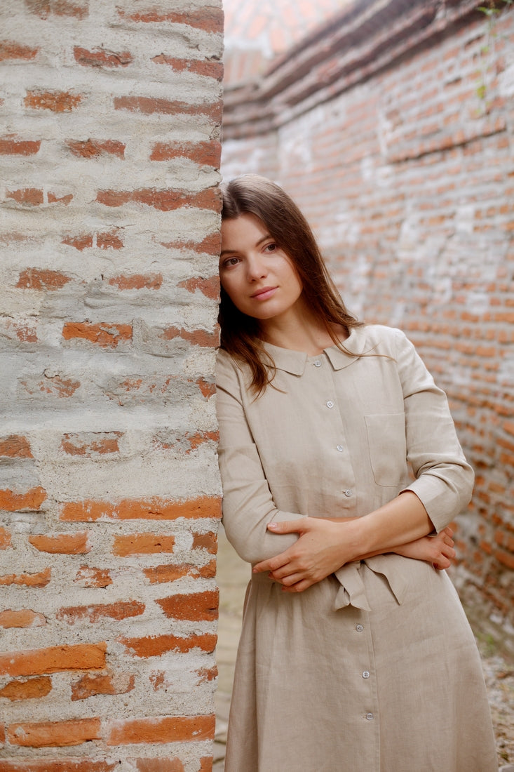 Linen Shirt Dress Marla Sand