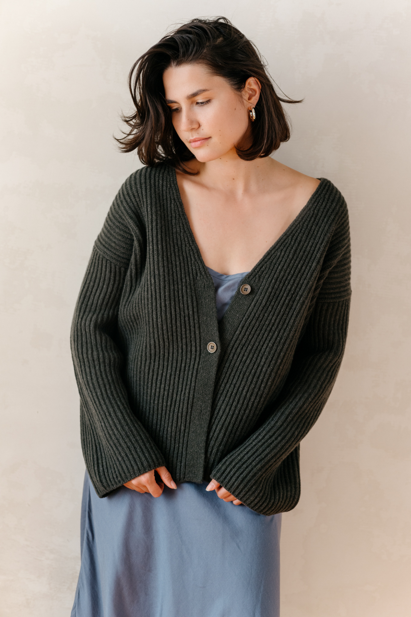 Wool Cardigan Cocoon Green