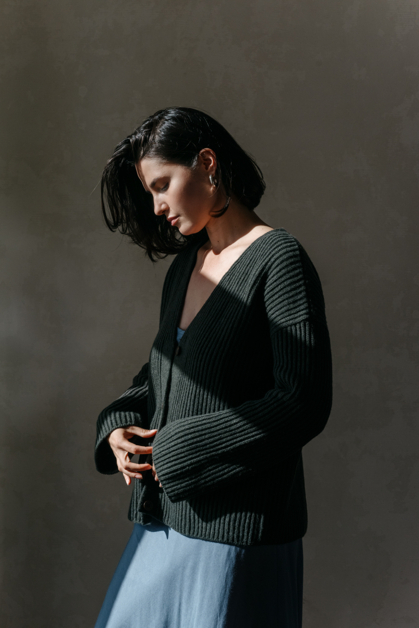 Wool Cardigan Cocoon Green
