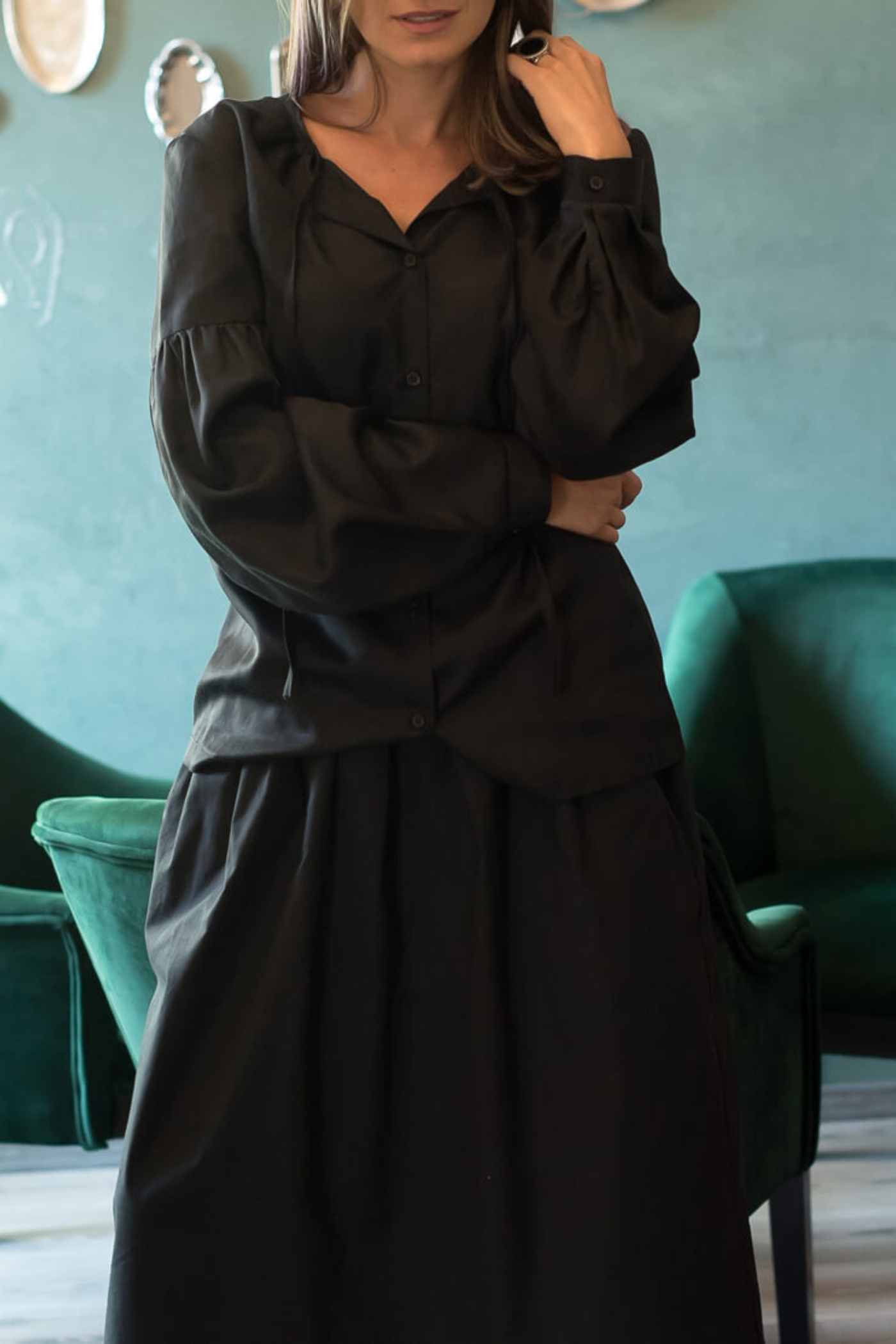 Fustă Midi Din Poplin De Bumbac Organic