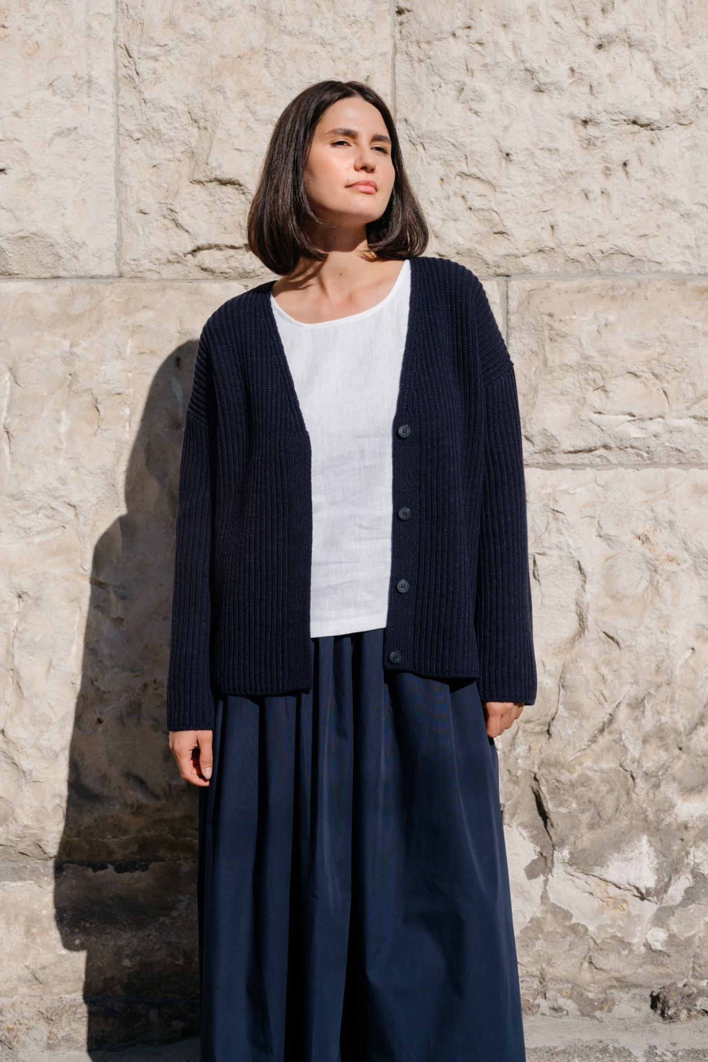 Cardigan din Lână Cocoon Bleumarin | Verlinne