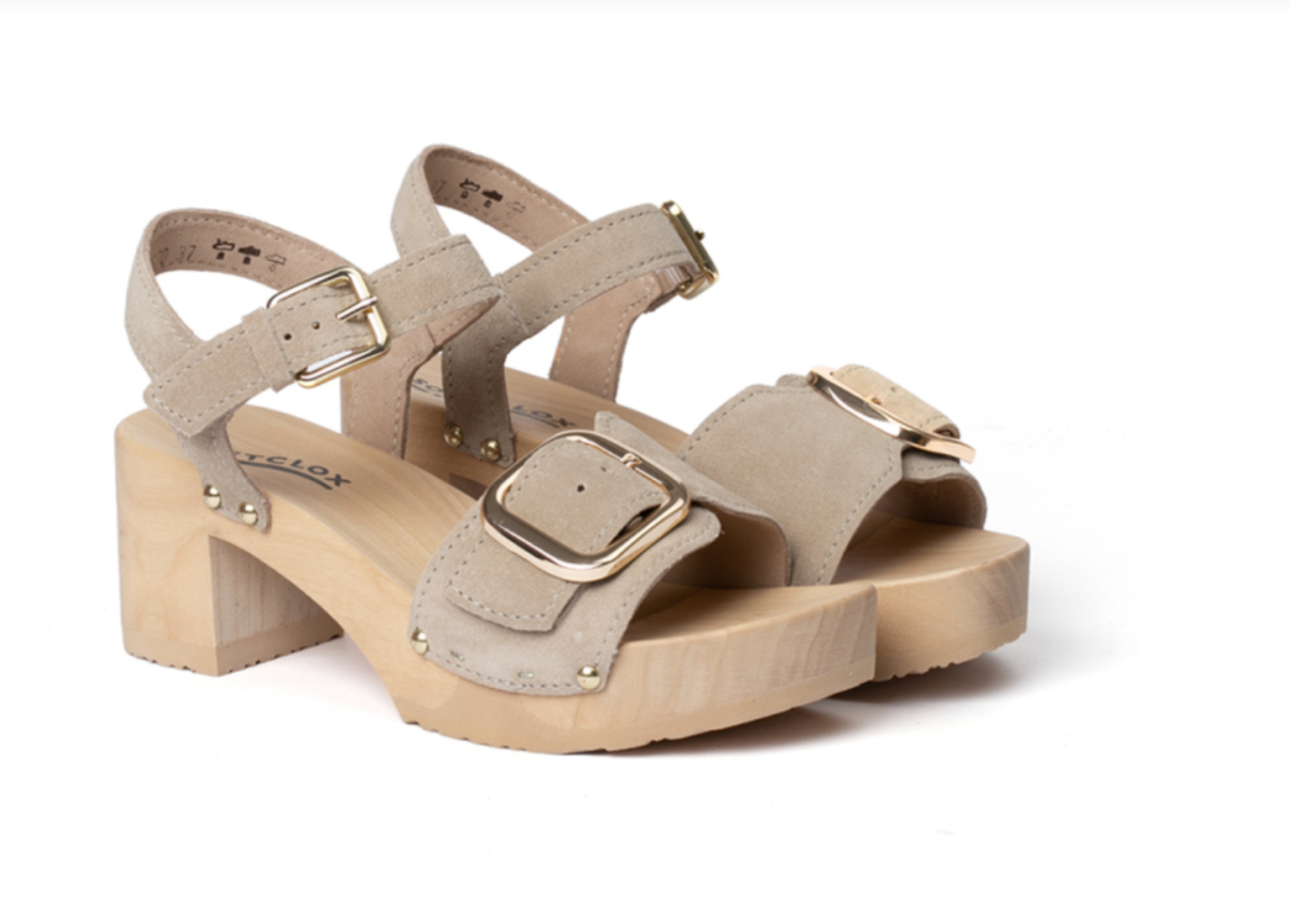 Sandale Din Piele Cu Talpă De Lemn SoftClox Harriet