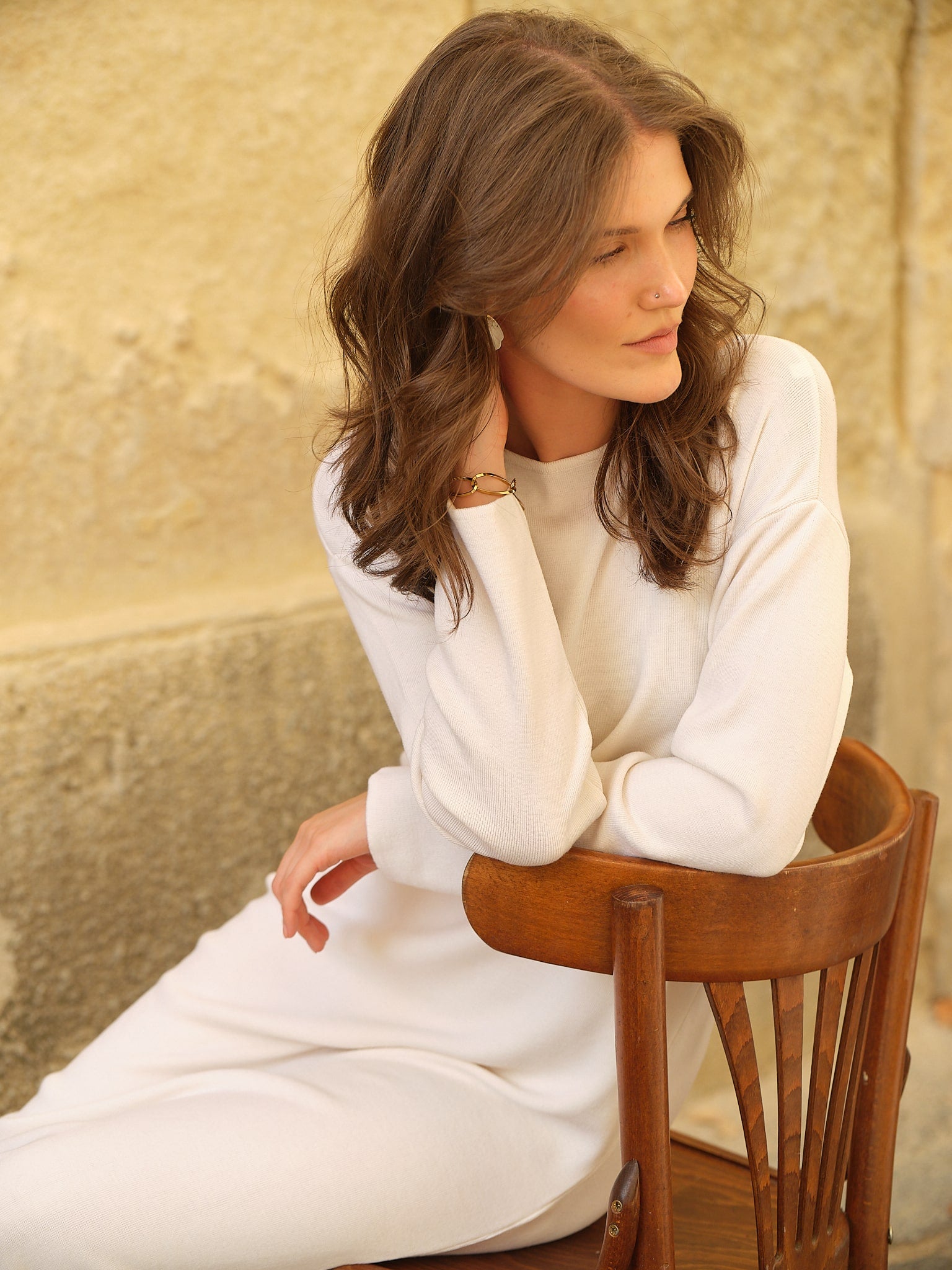 Rochie Lejeră Tricotată Din Lână Merinos Enya Alb