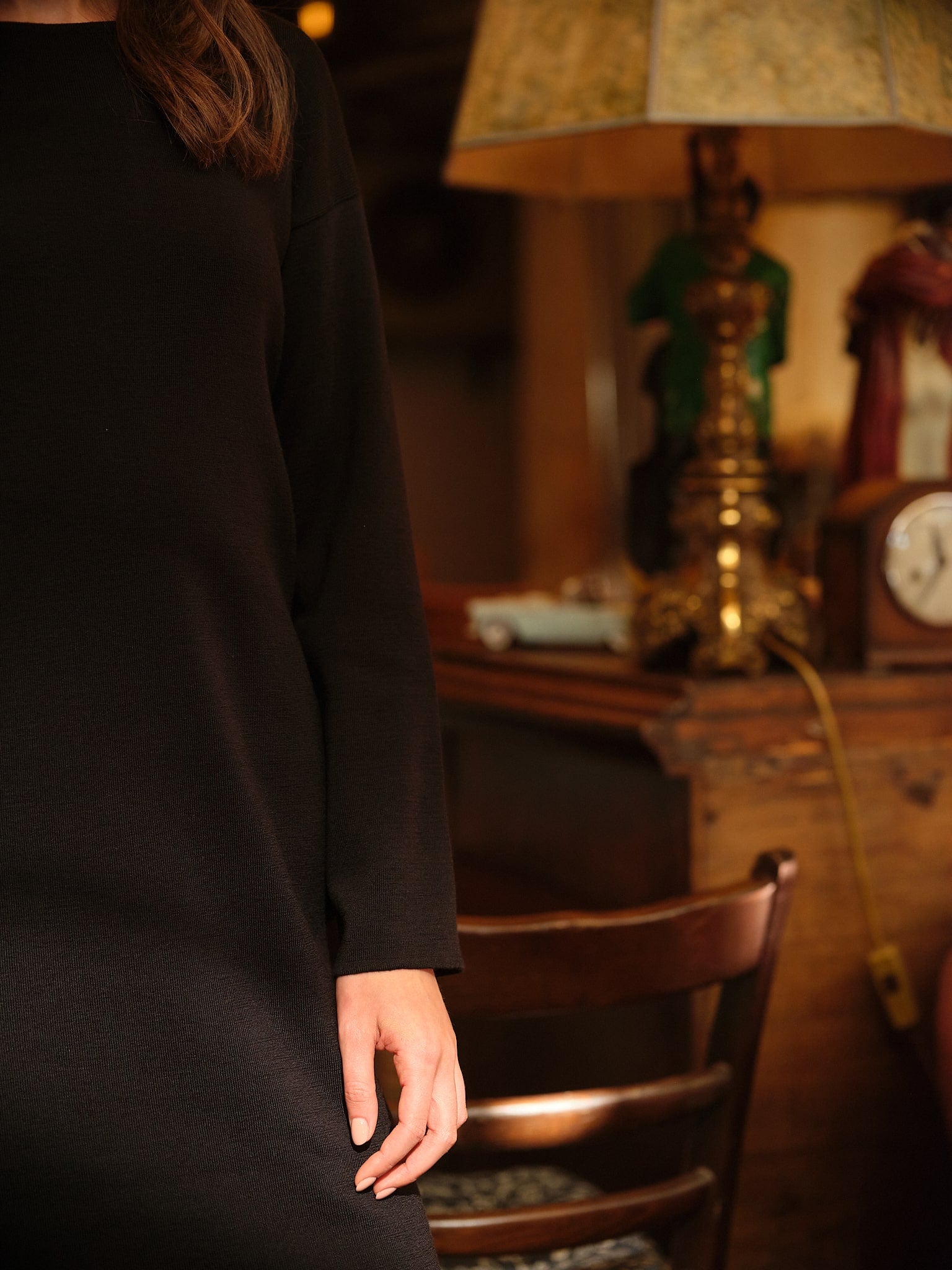 Rochie Scurtă Tricotată Din Lână Merinos Camille Negru