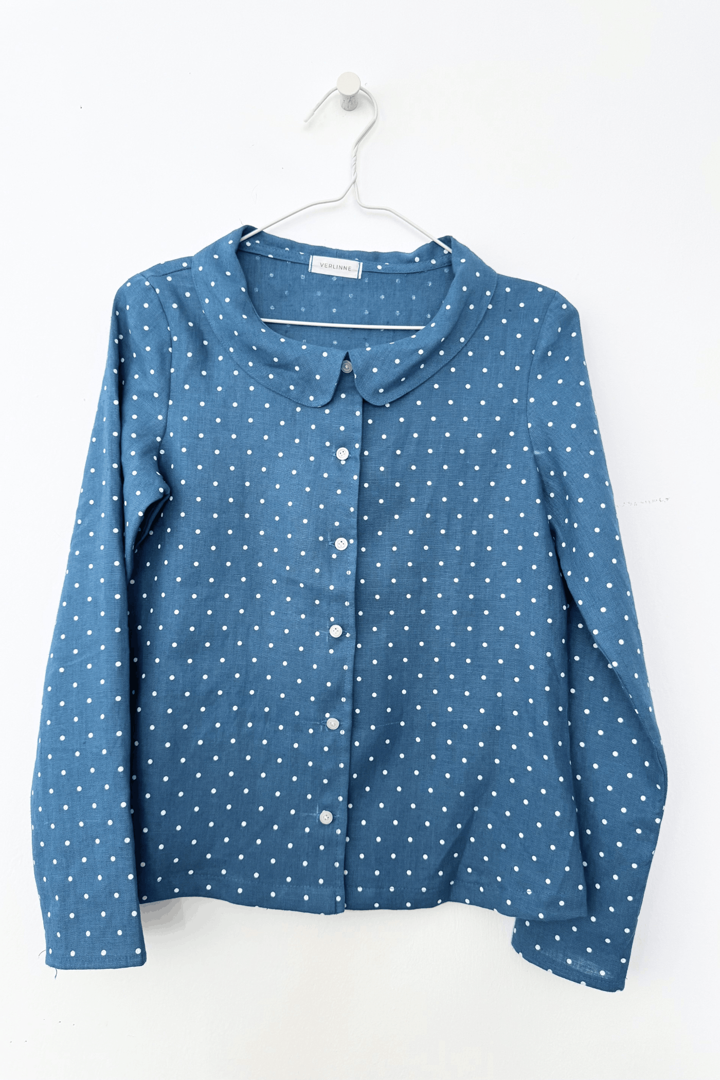 Bluză Din In Cu Guler Felicity Albastru cu Buline LIMITED EDITION