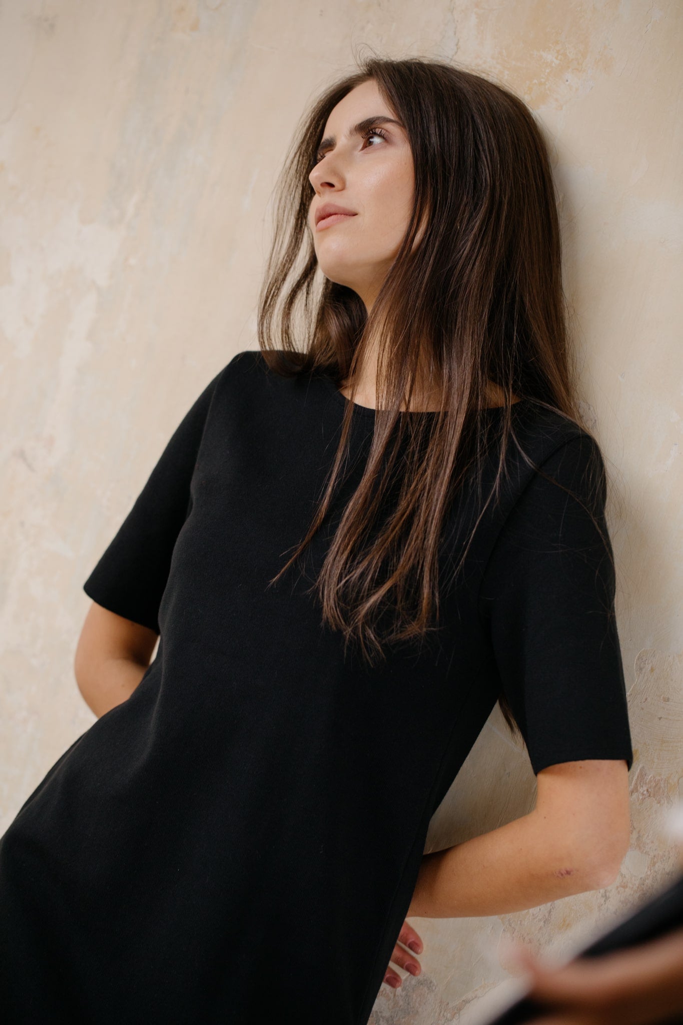 Organic cotton knit short dress HARPER