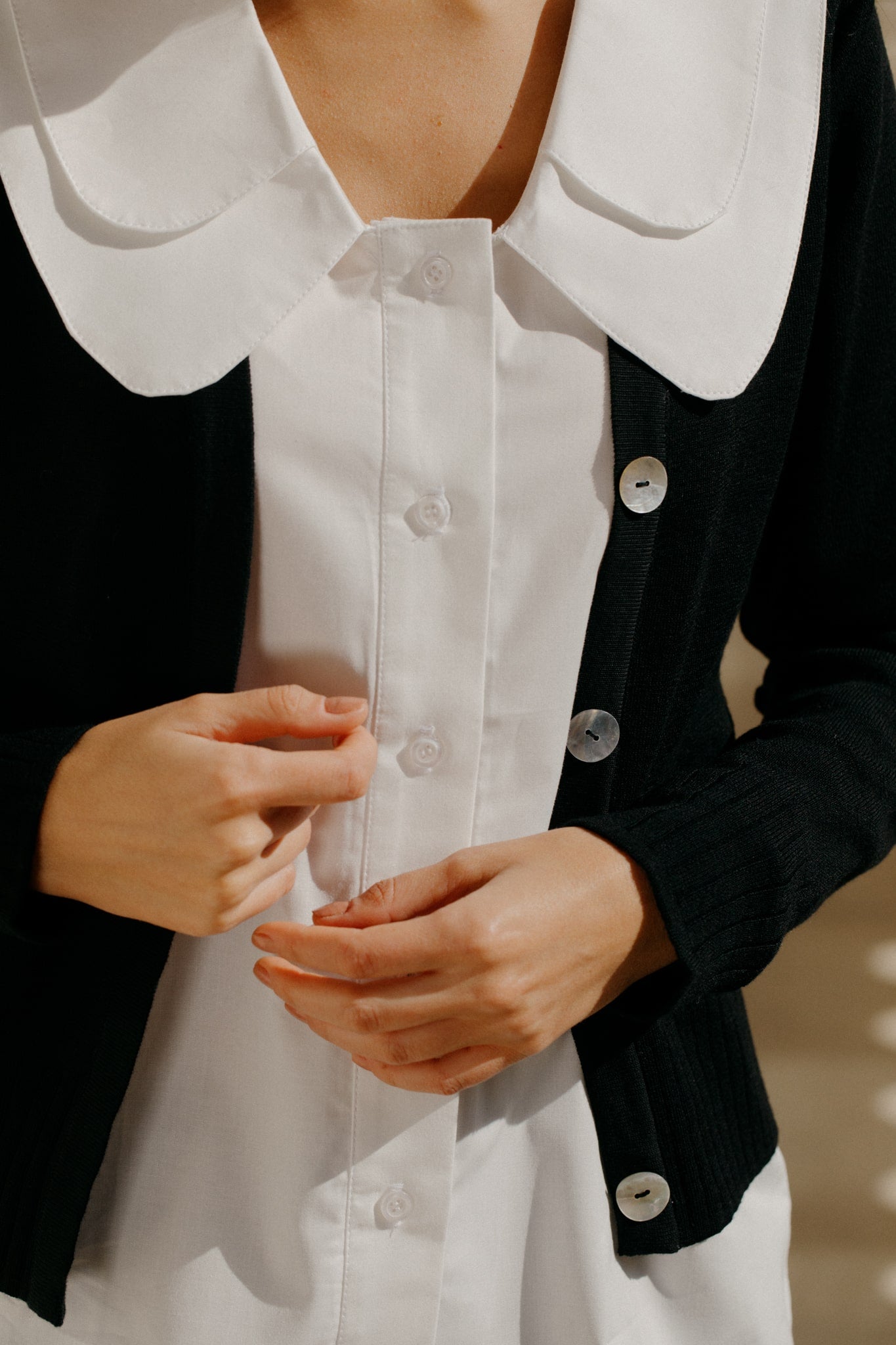 Fine knit organic cotton button down sweater