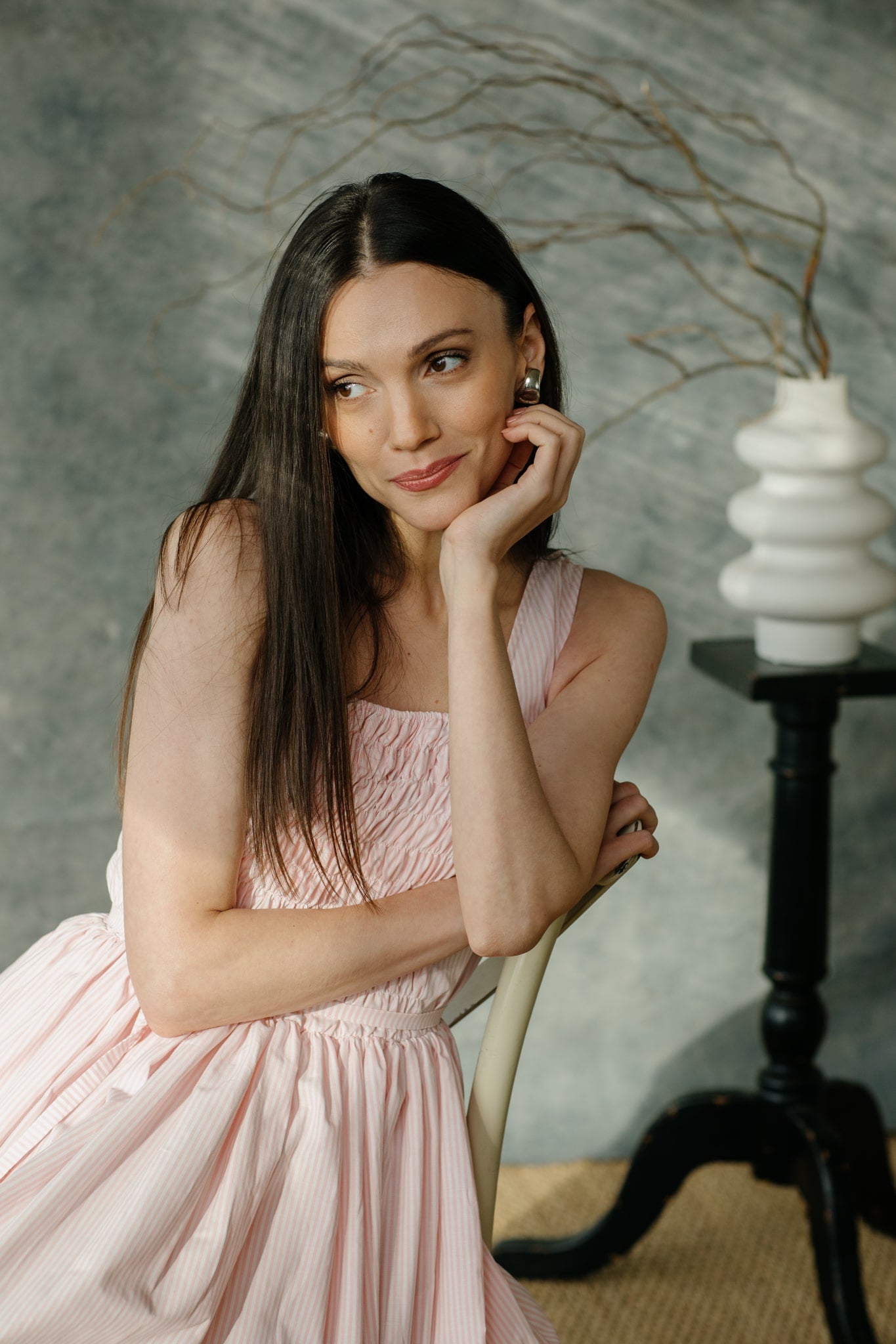 Rochie Din Bumbac Organic Renée Albastru cu Dungi