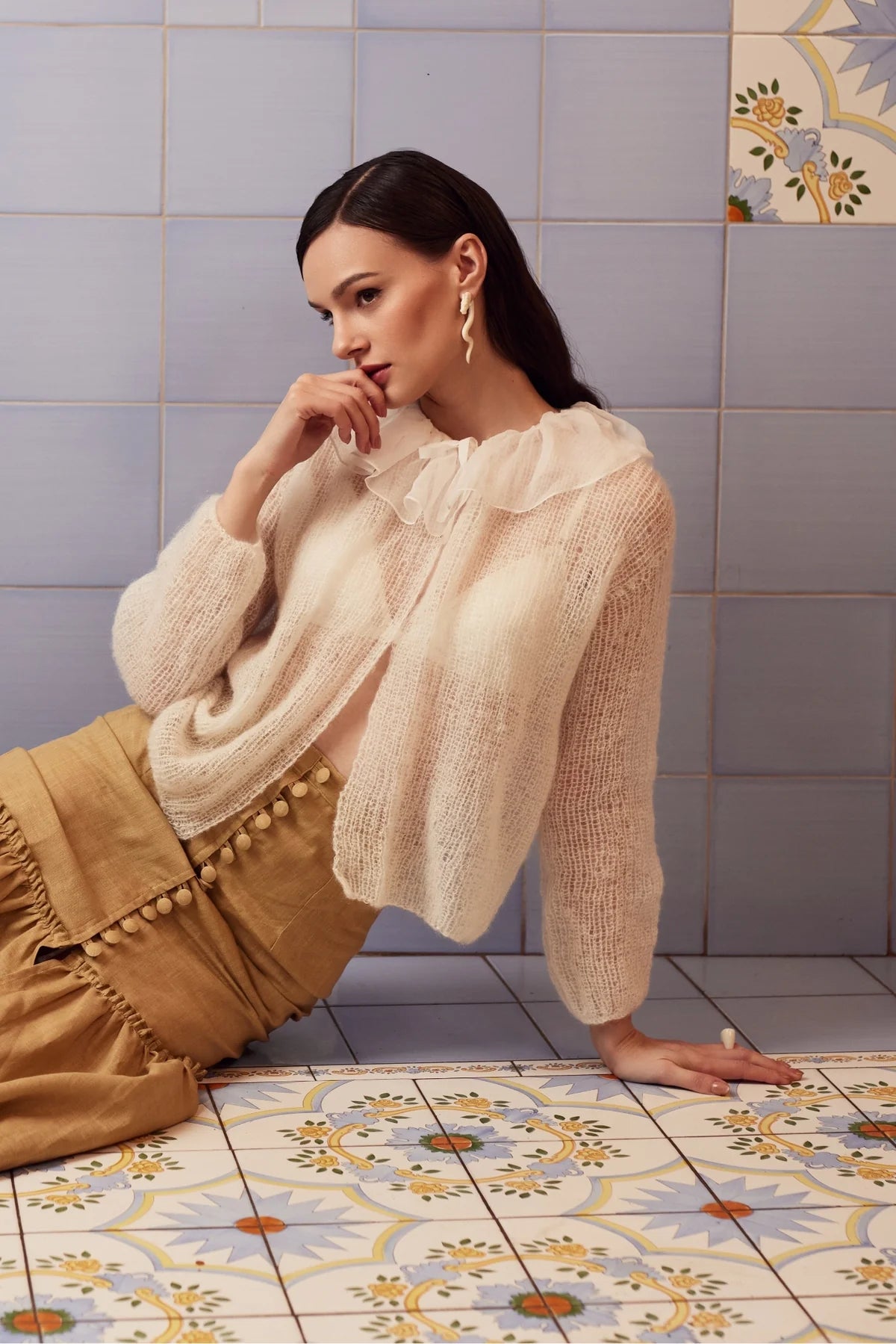 Hand-Knitted Mohair and Silk Sweater - Alice in Wonderland
