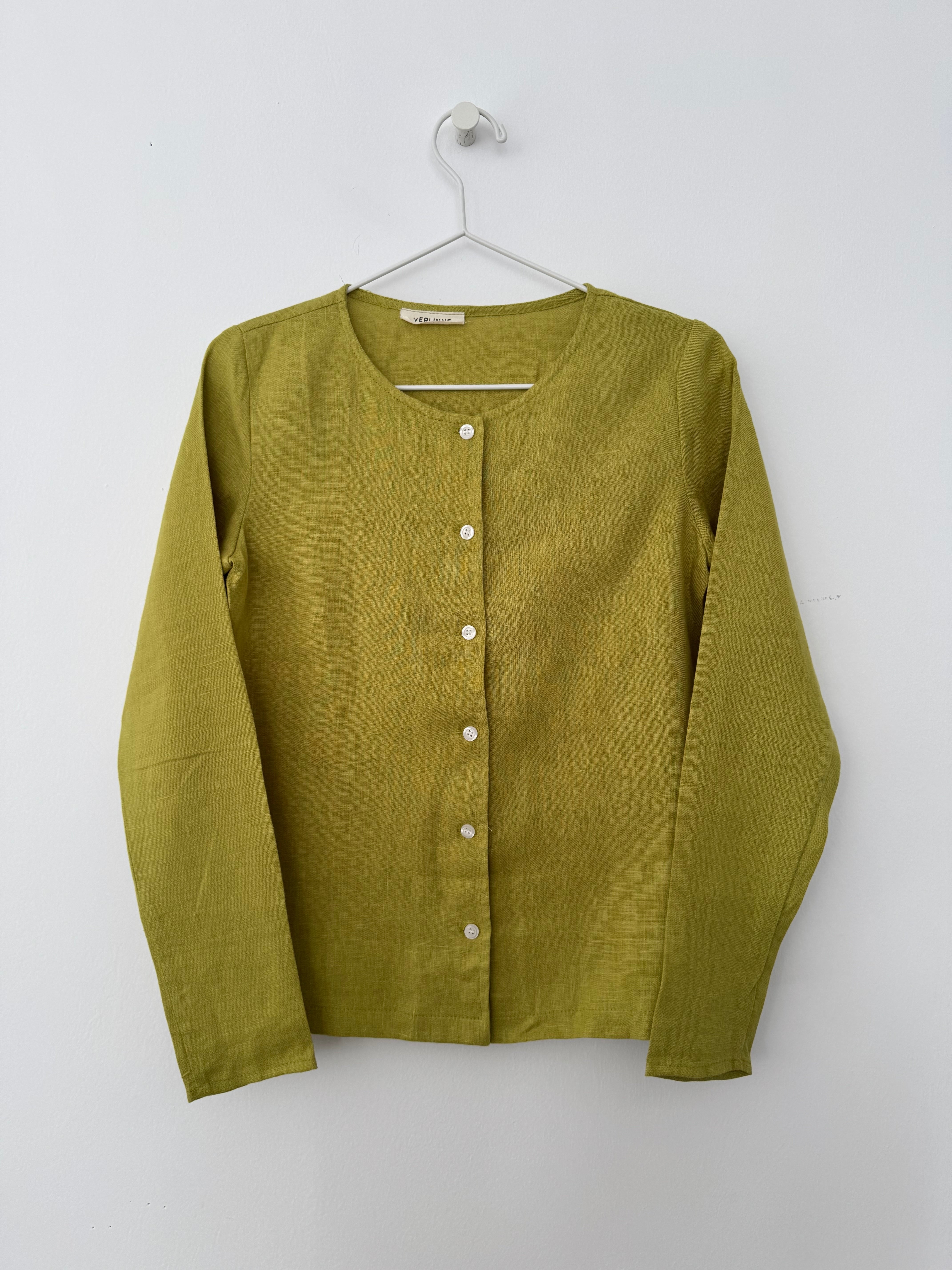 Bluză Din In Cu Nasturi Meghan Pesto