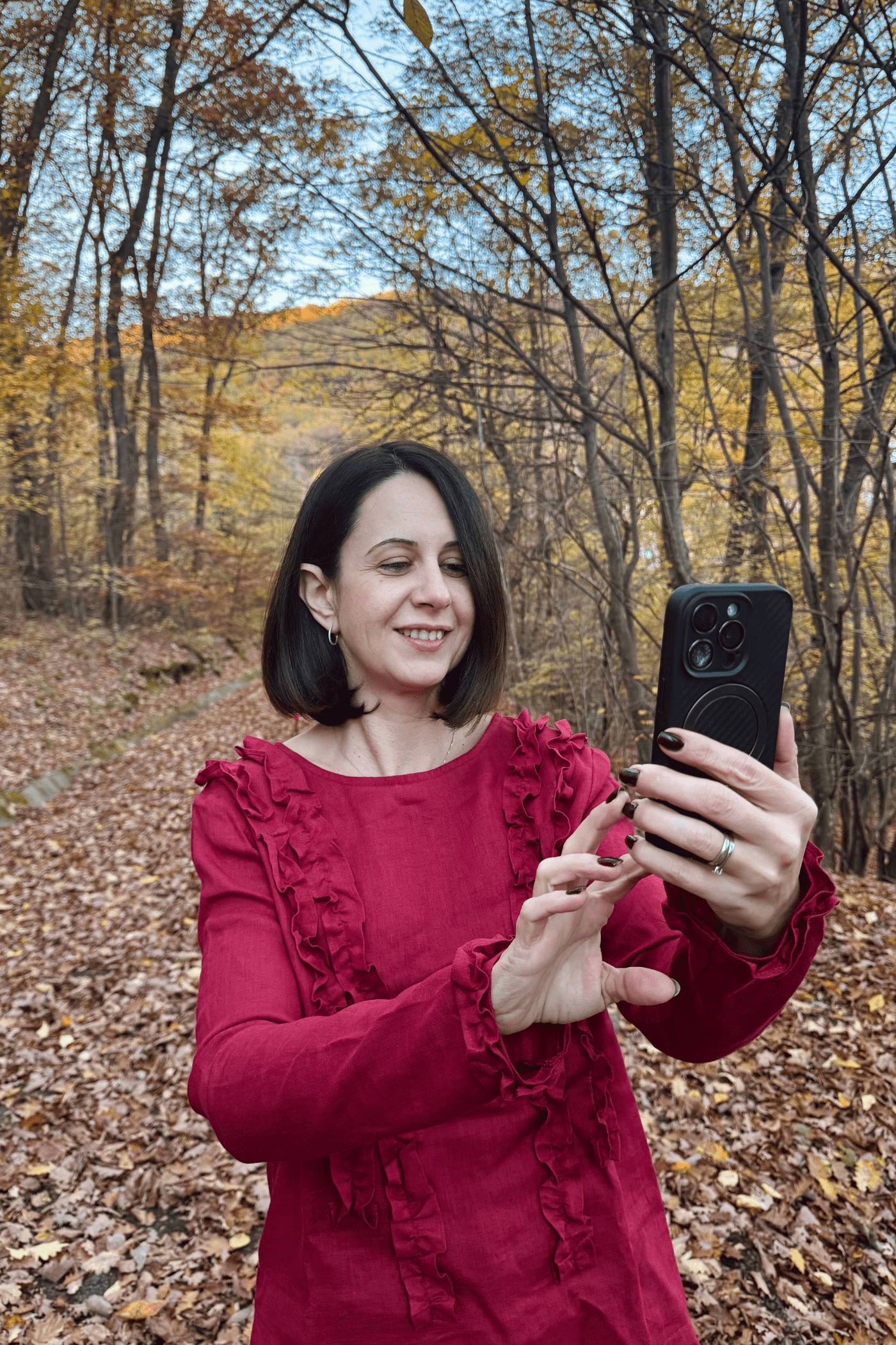 Bluză din in Celine Bordo