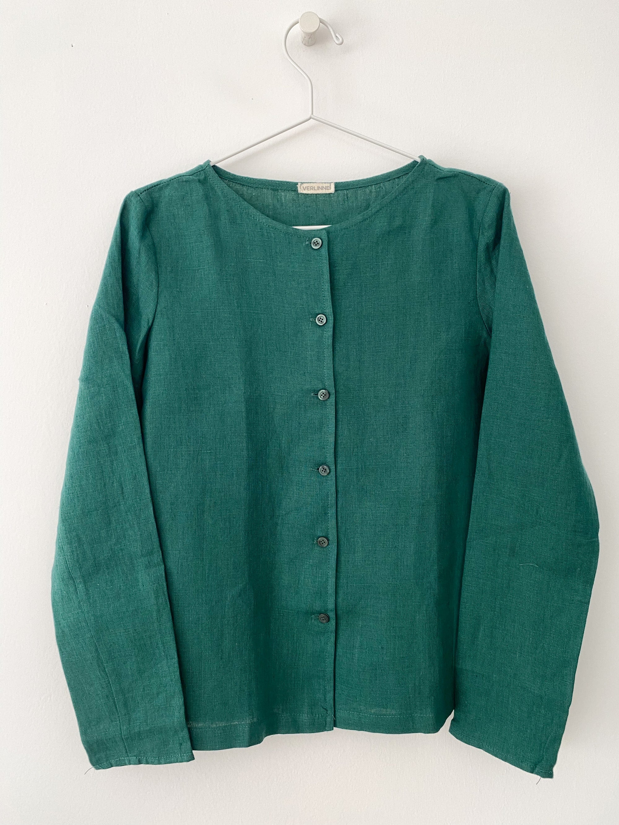 Bluză Din In Cu Nasturi Meghan Verde Brad XXS