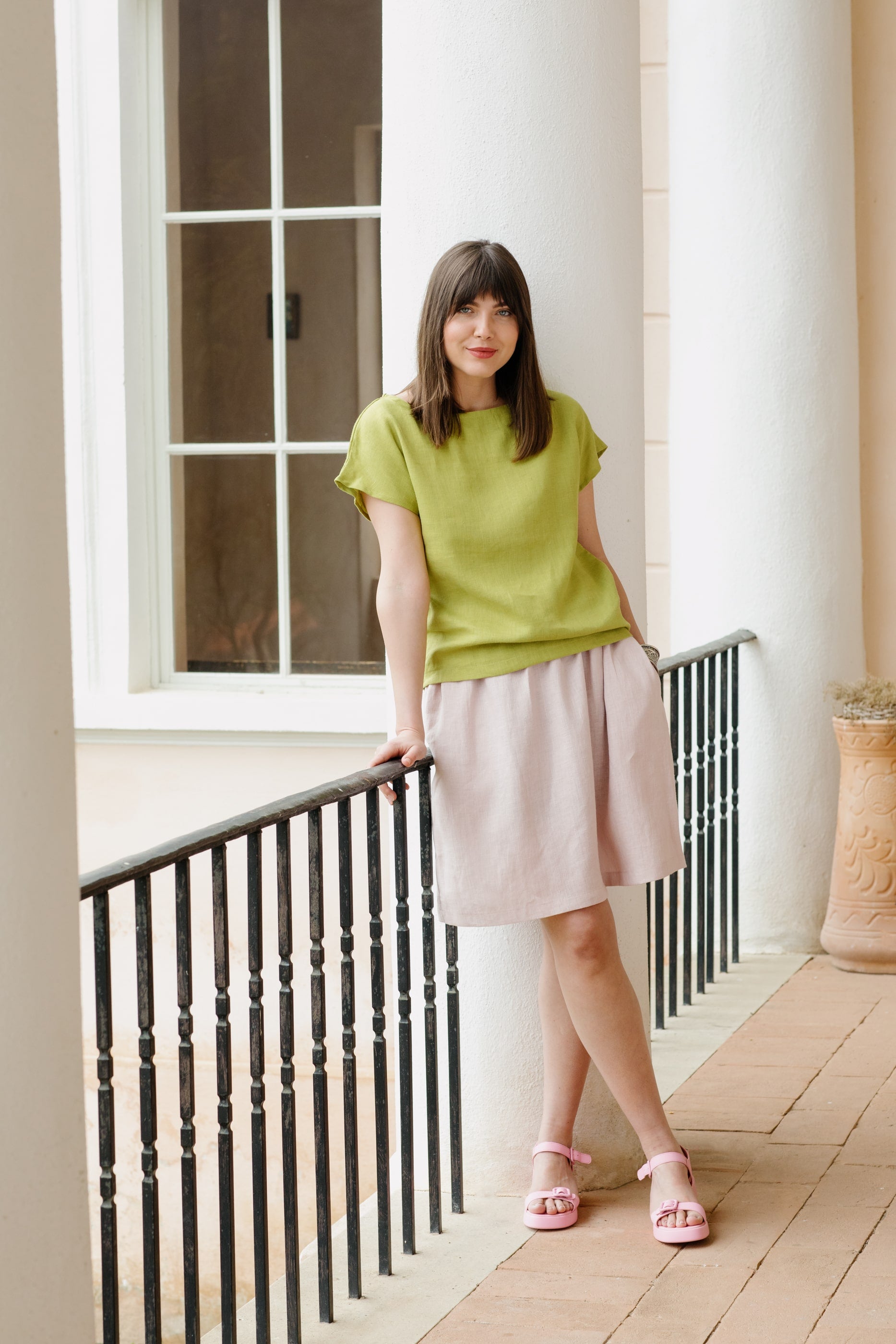 Linen skirt with pockets NOUA Ash Rose