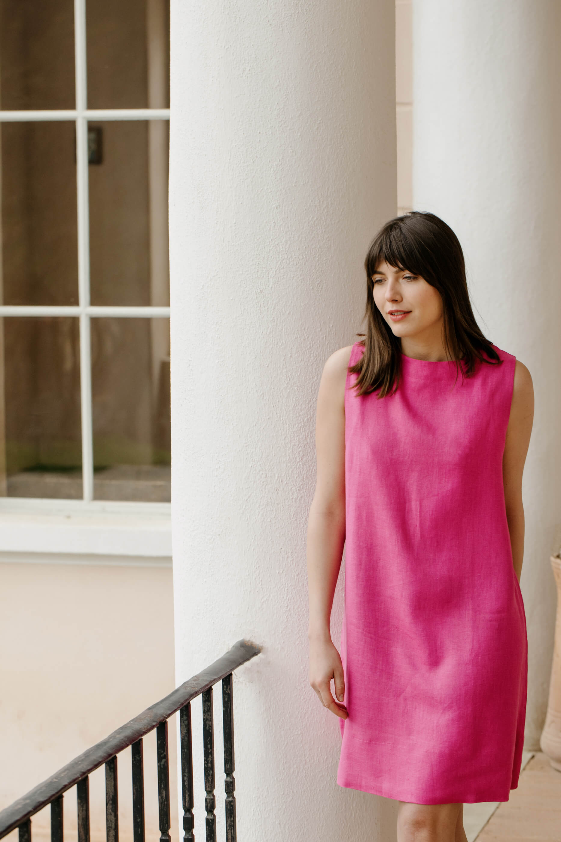 Lisa Linen Dress Fuchsia