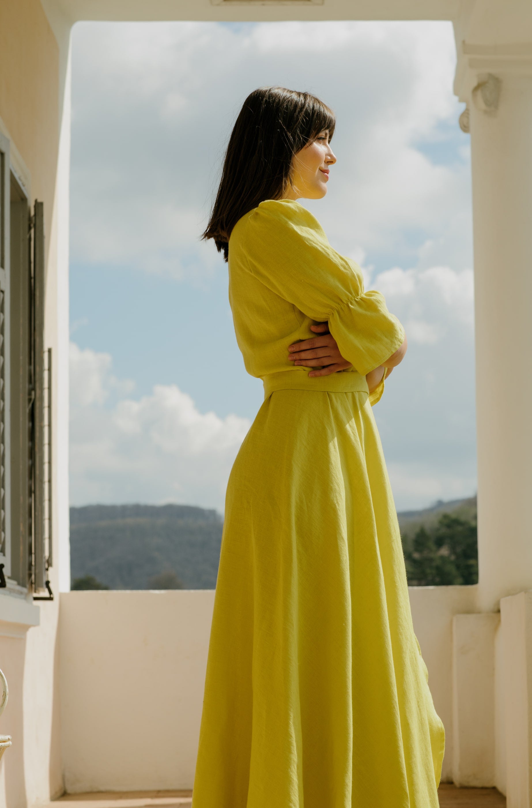 Rochie Din In Petrecută, Lungă, Cu Guler Zita Galben