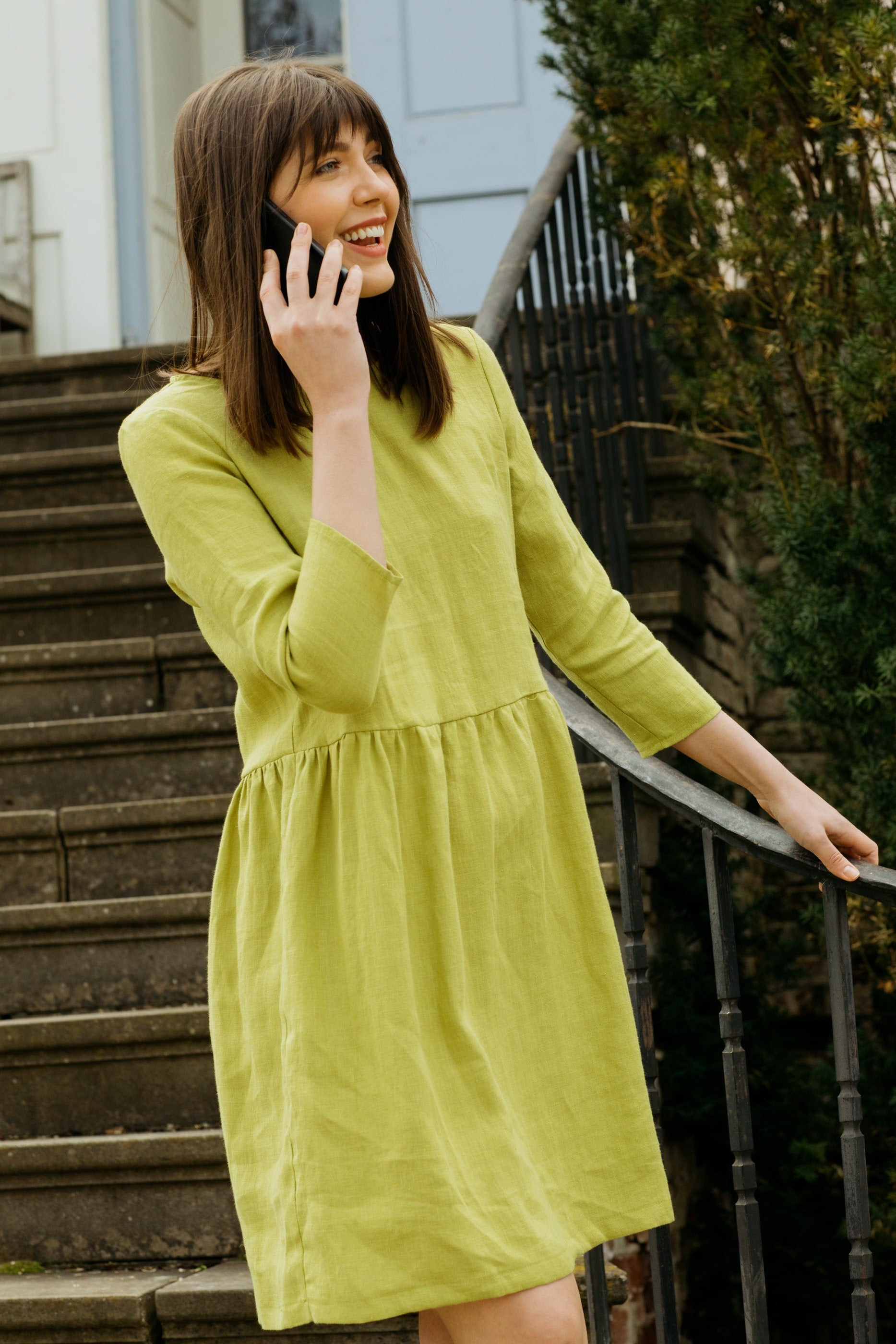 Gathered Llinen Dress