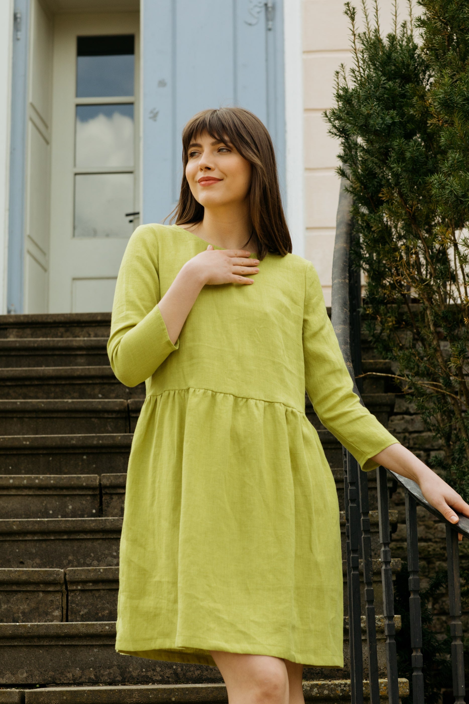 Gathered Llinen Dress