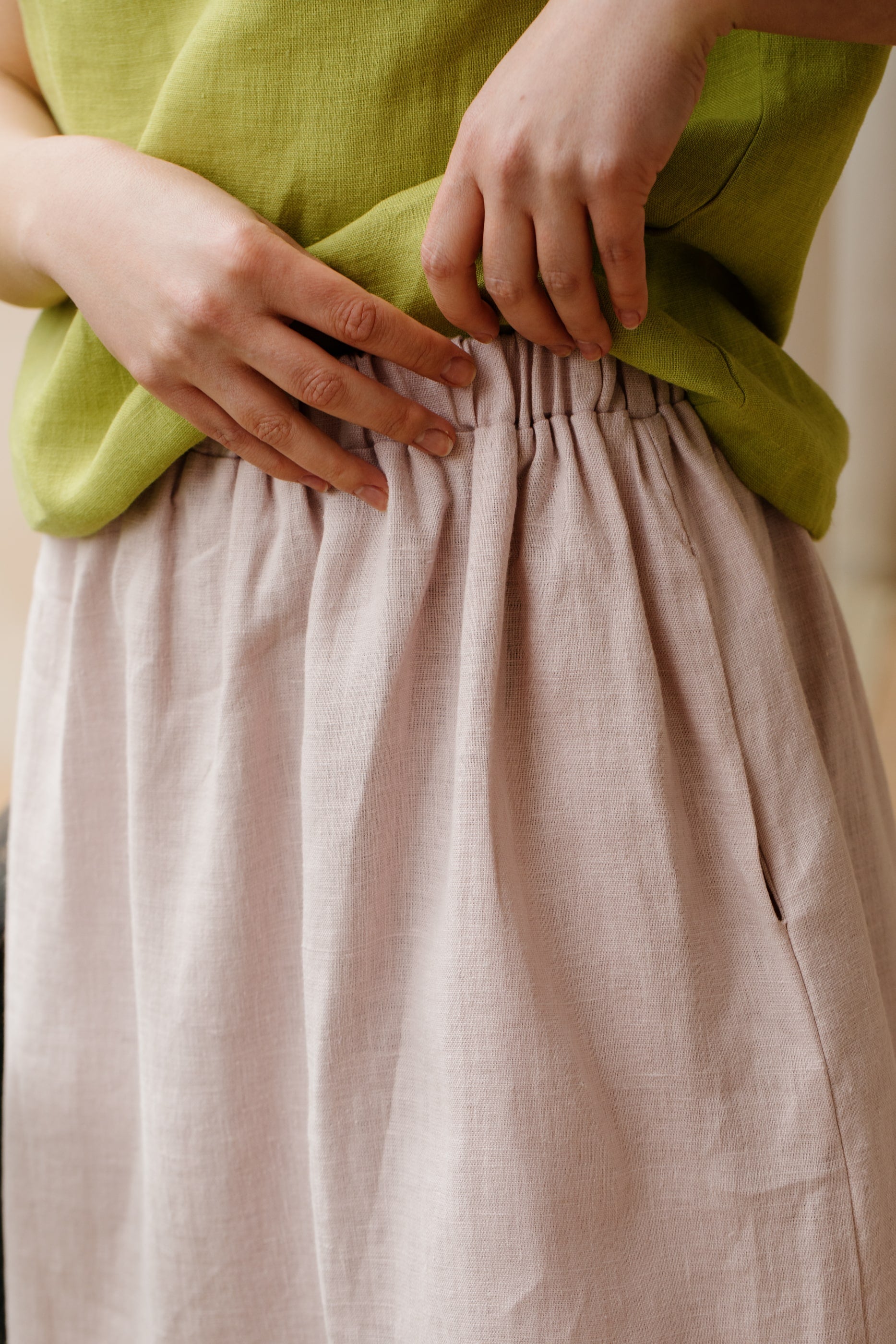 Linen skirt with pockets NOUA Ash Rose