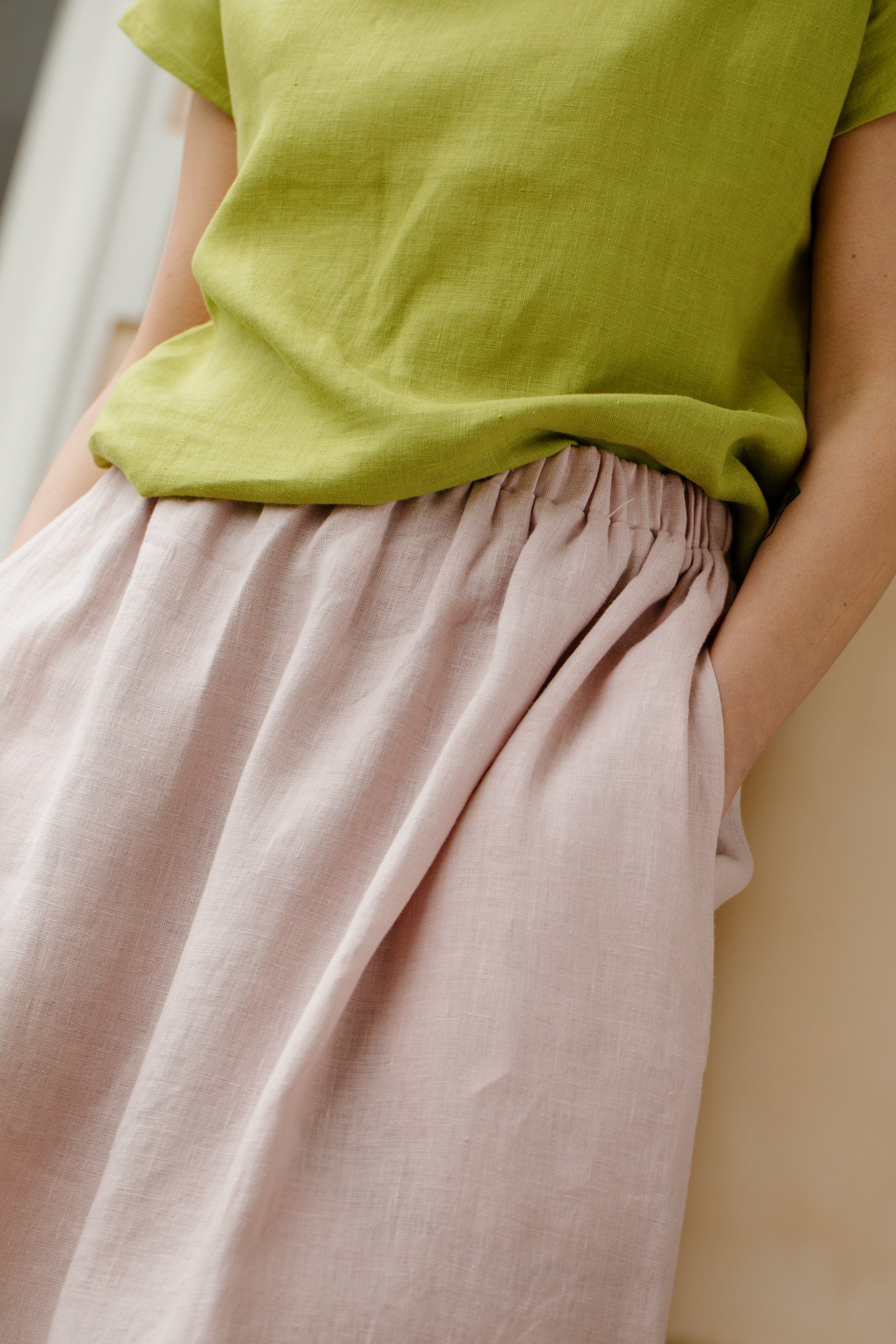 Linen skirt with pockets NOUA Ash Rose