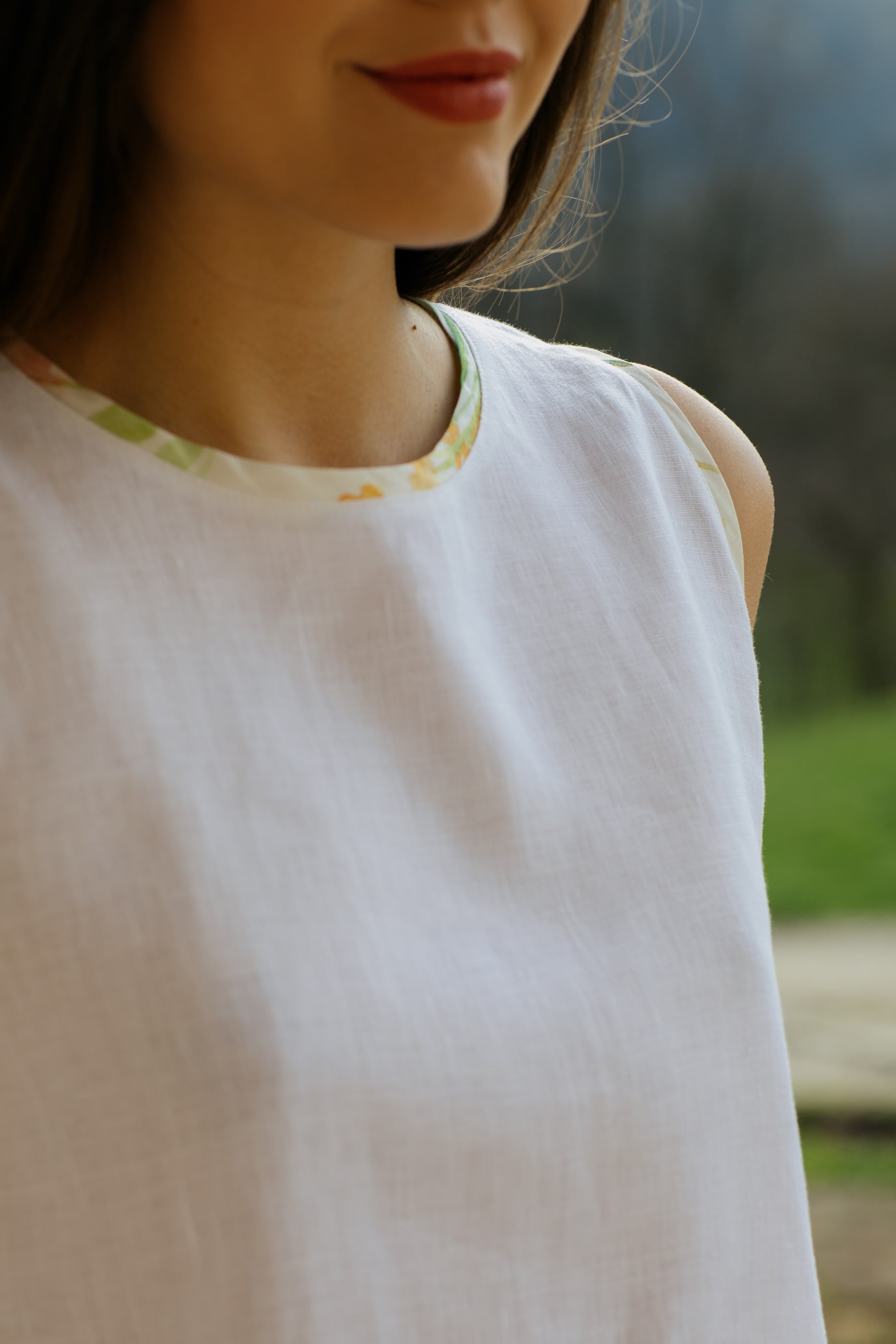Audrey Linen Crop Top with Silk Details