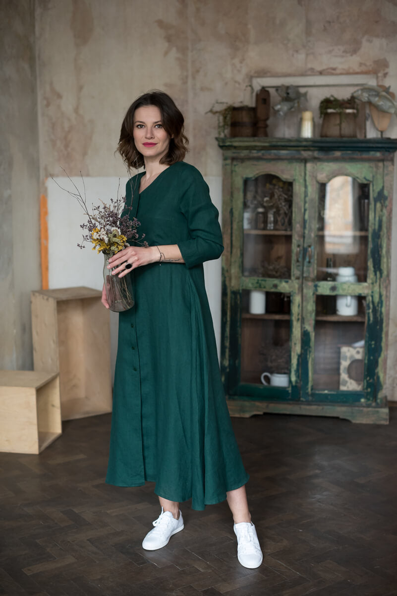 rochie din in lunga