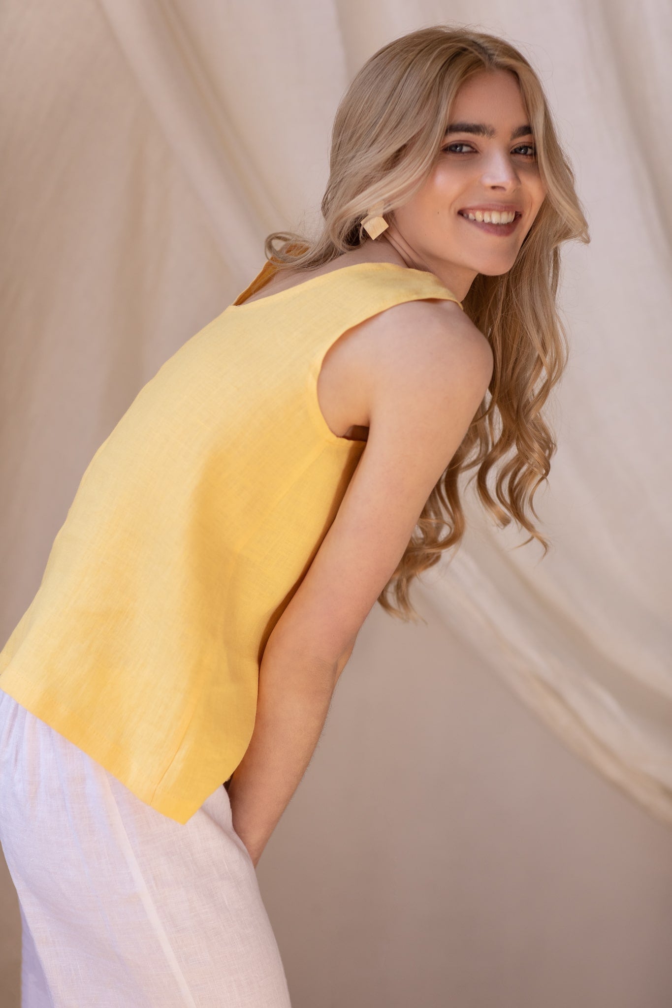 Linen Tank Top Uma Sunny Yellow