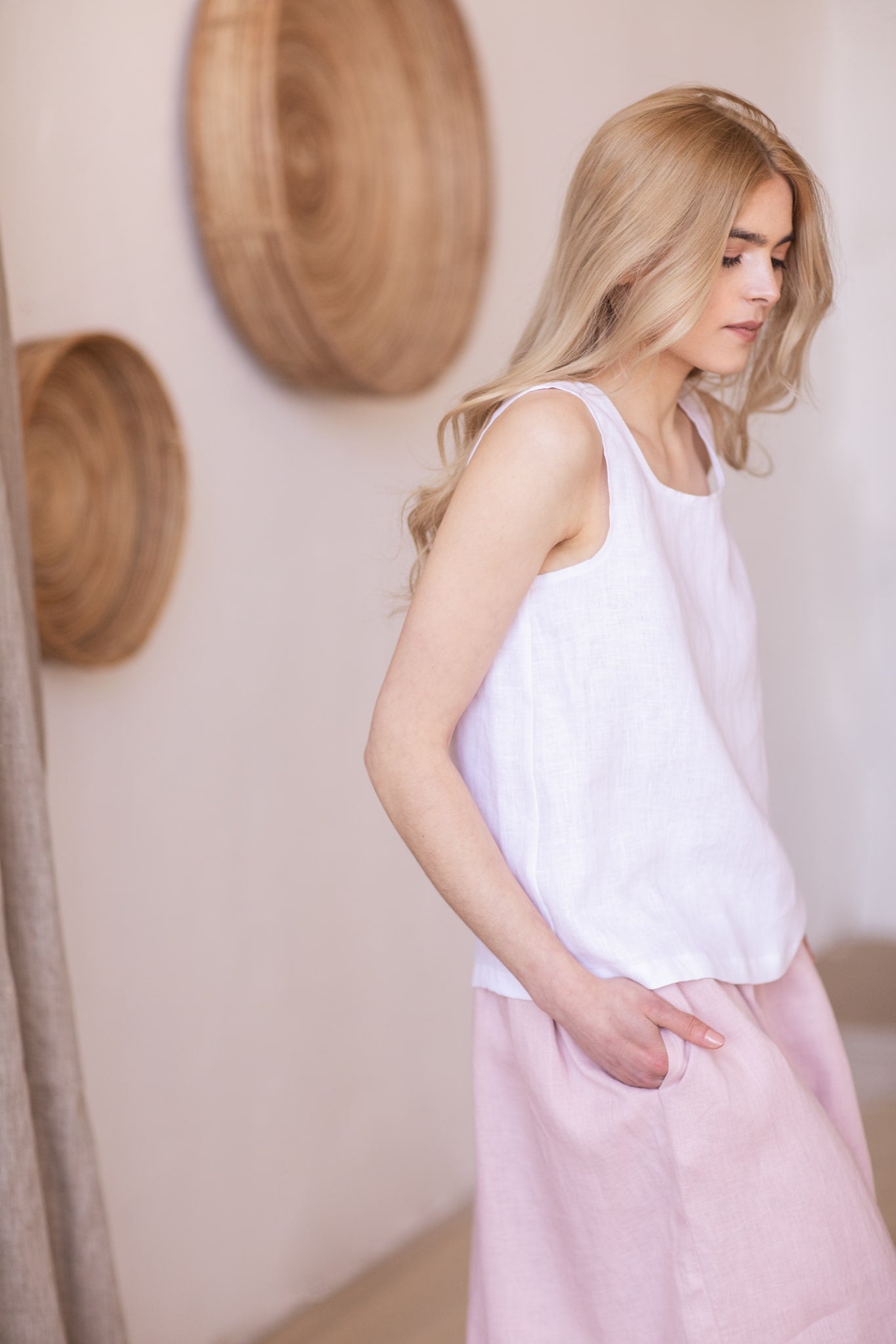 Linen tank top Uma White