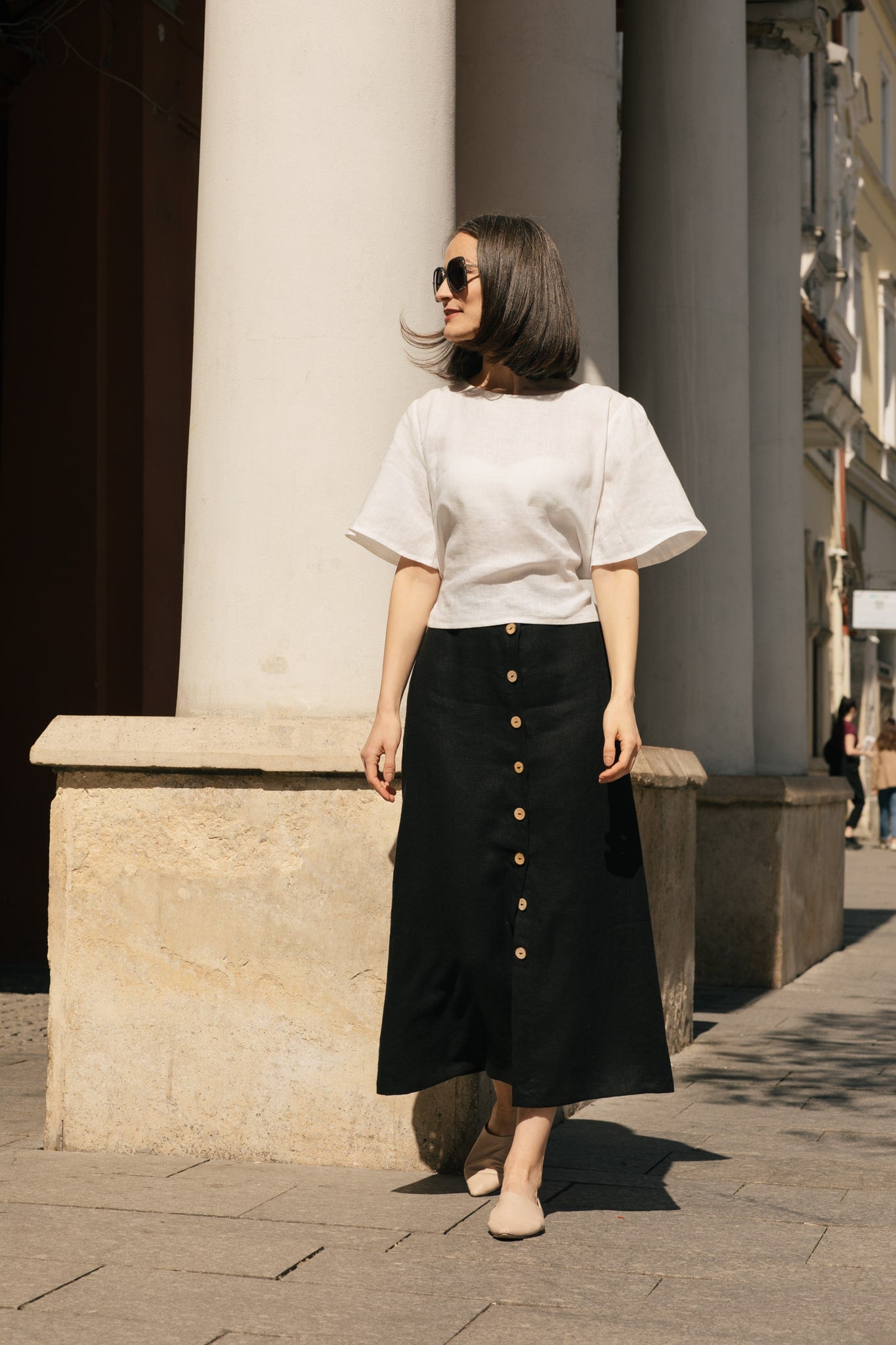 Amber Linen Skirt Black