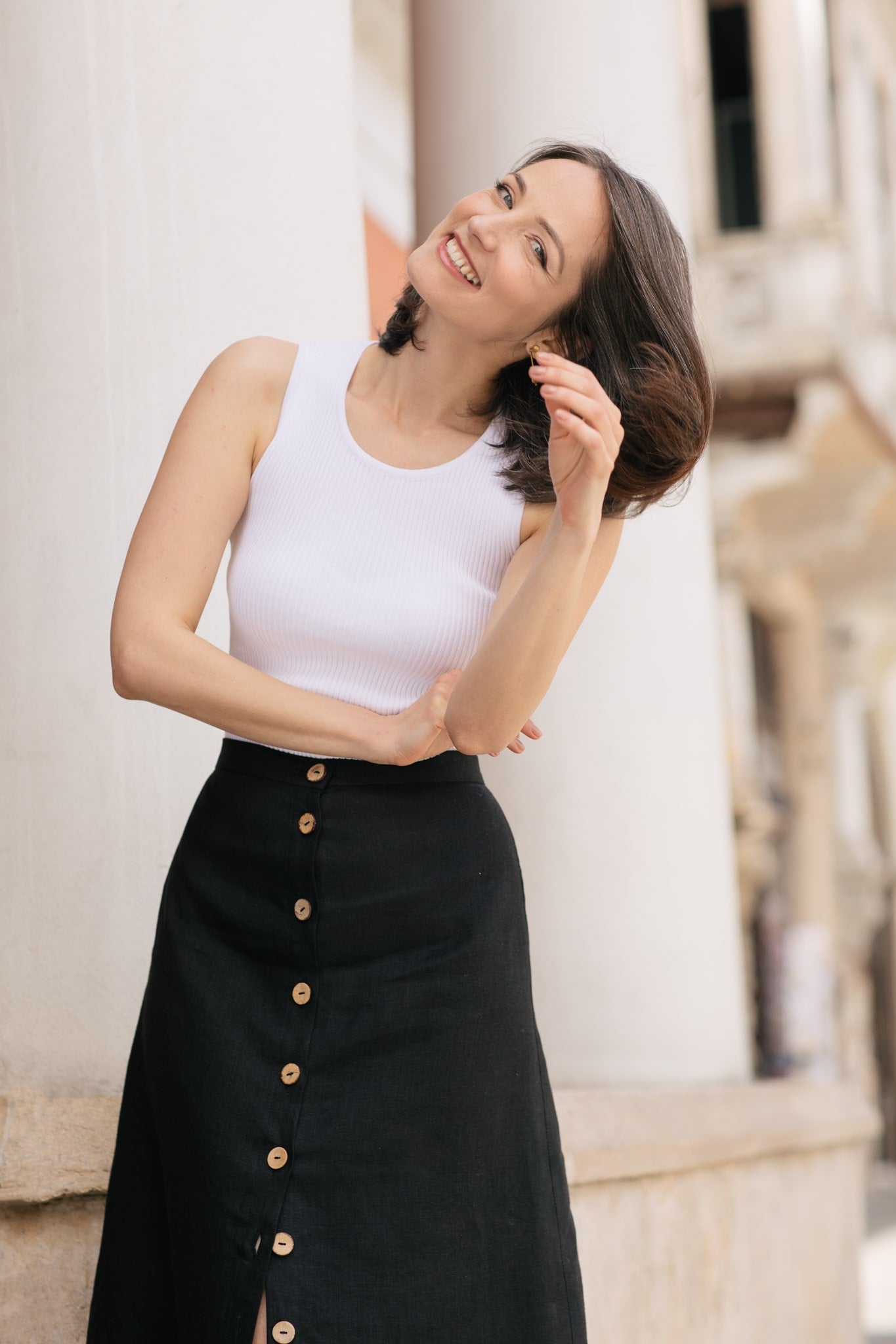 Amber Linen Skirt Black