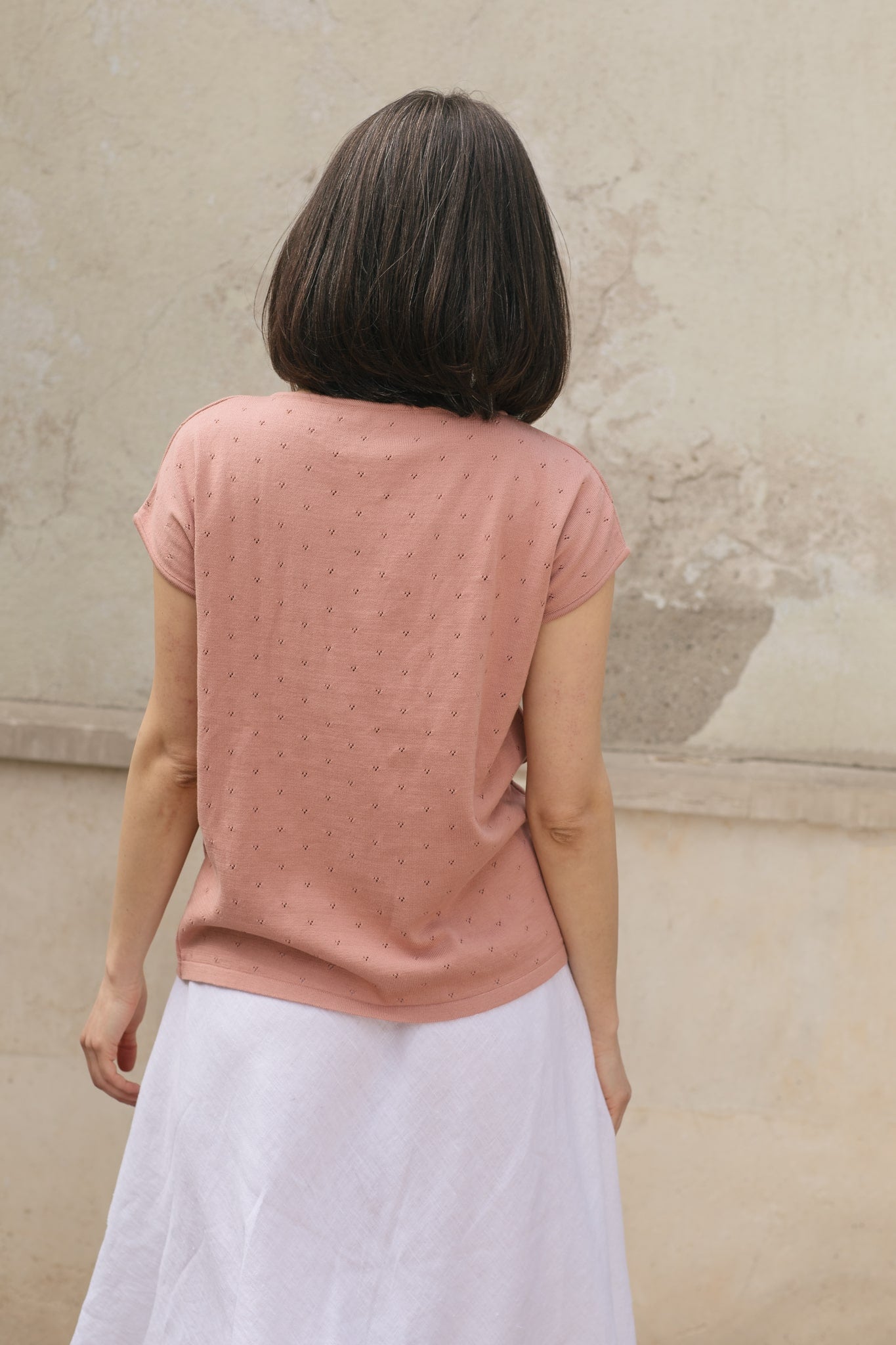 Finely Knitted Organic Cotton Top Vintage Rose