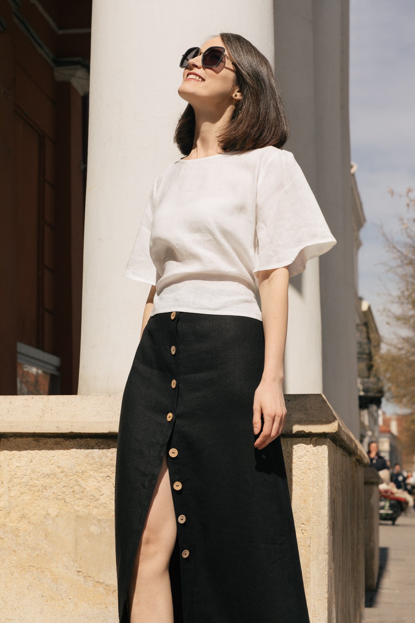 Amber Linen Skirt Black