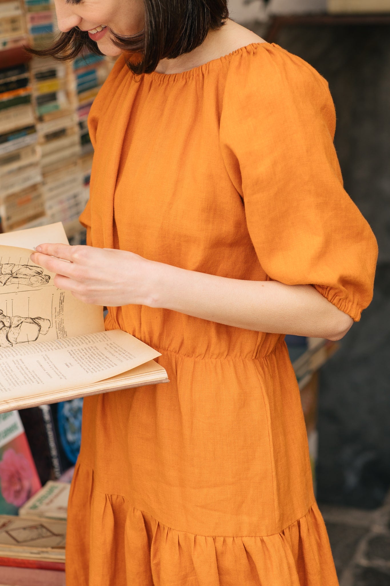 Nina Linen Dress Orange