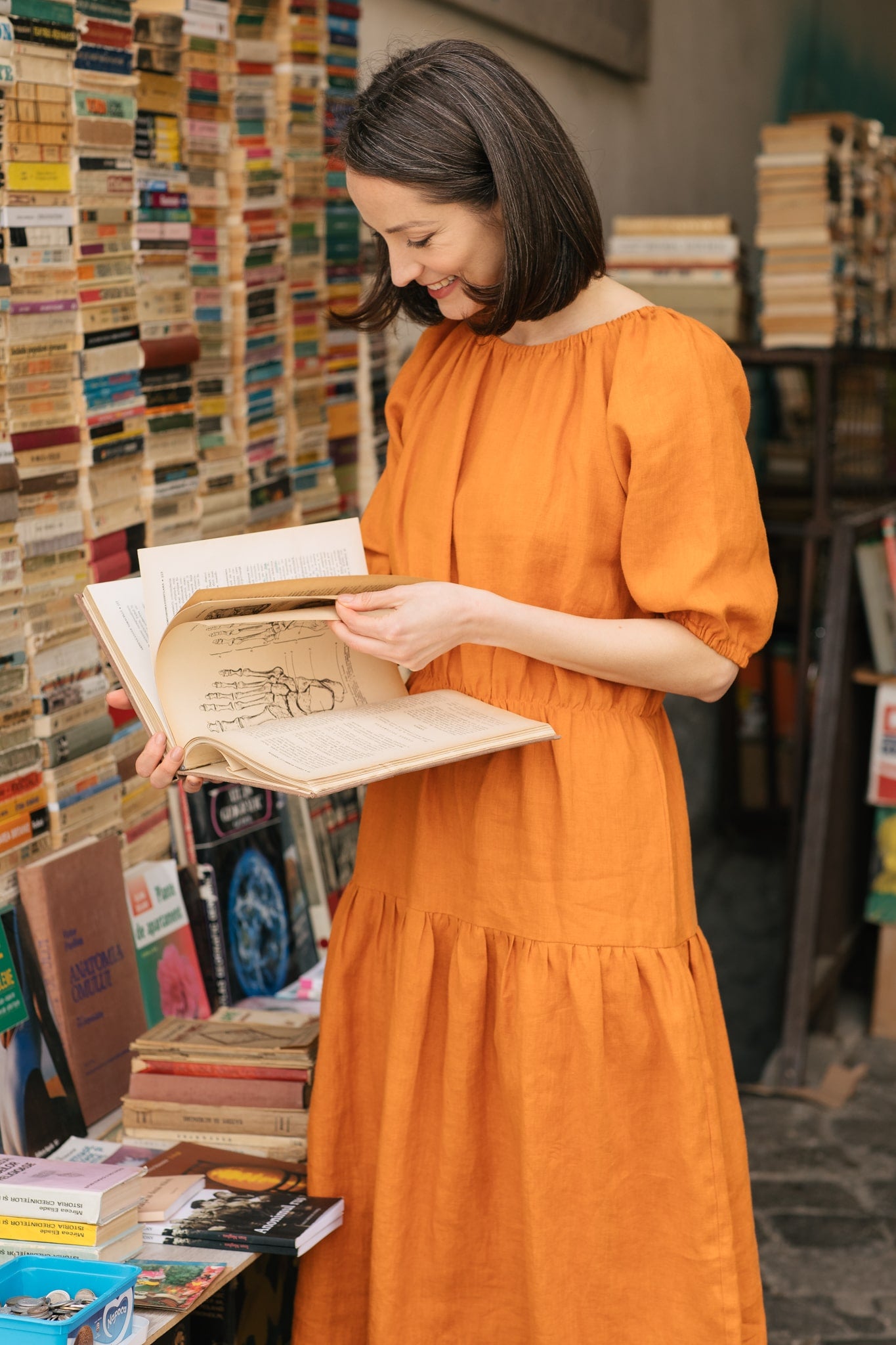 Nina Linen Dress Orange